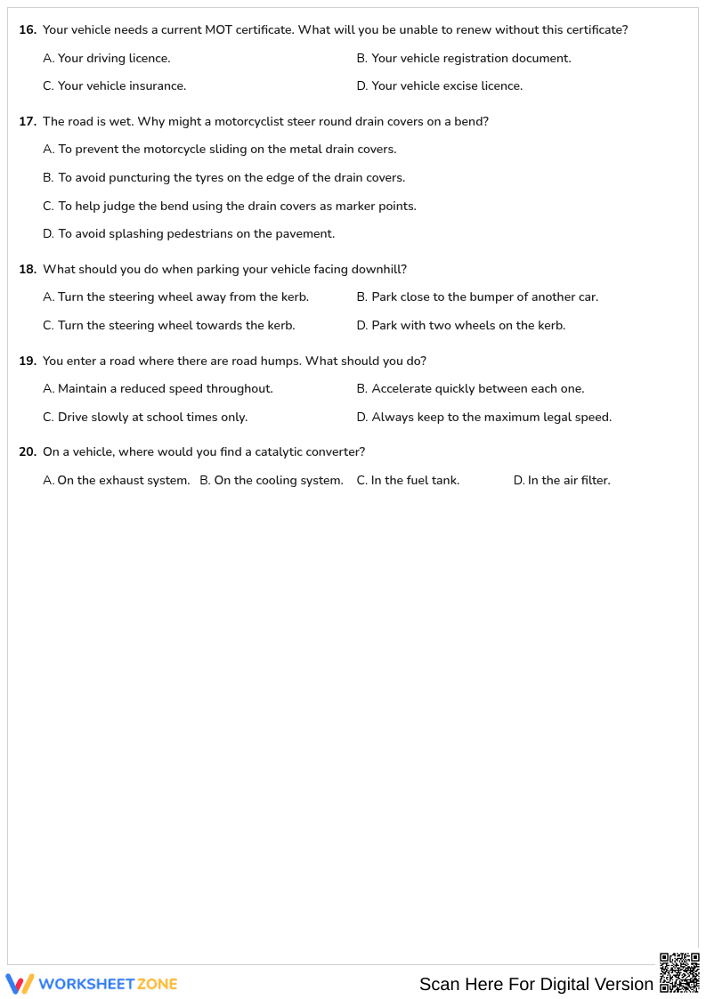 Free printable Driving Theory practice test 8 part 2 - Page 3