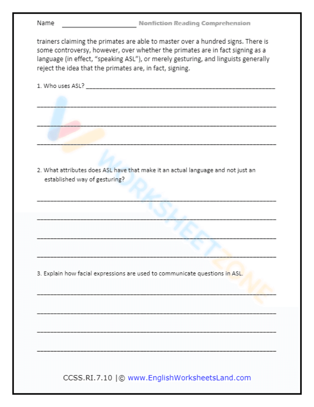 Reading comprehension worksheets for 7th graders 4 - Page 2