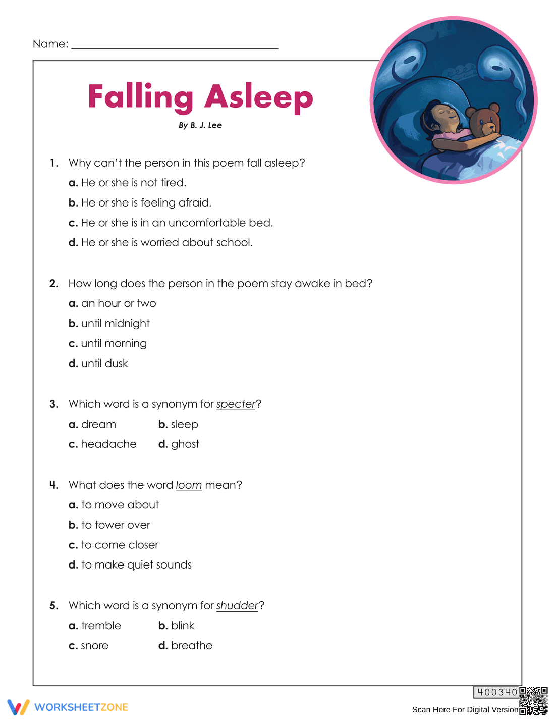 6th Grade Reading Worksheet: Printable Poetry Practice - Page 2