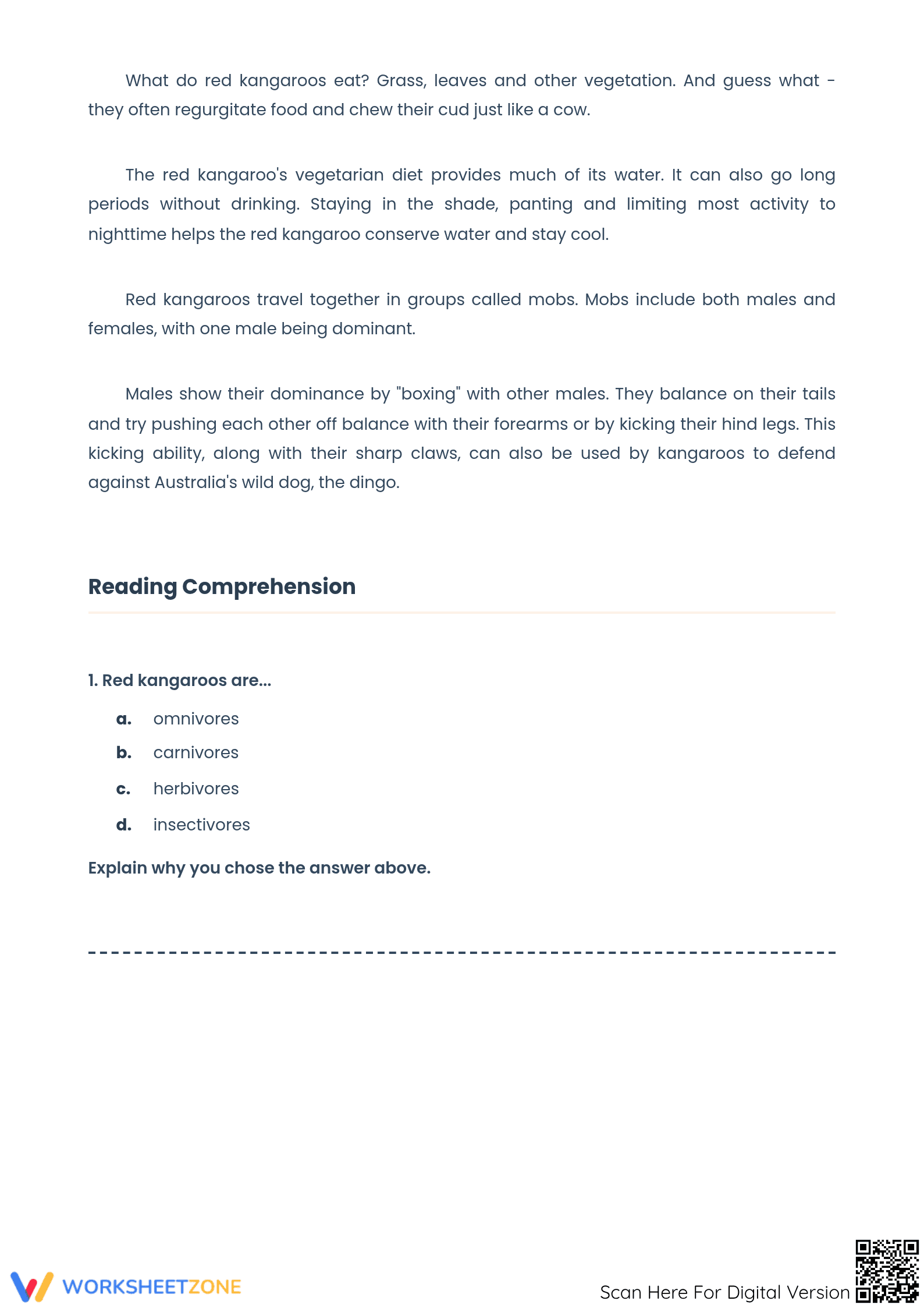 Printable 6th Grade Reading Comprehension Worksheet - Page 2