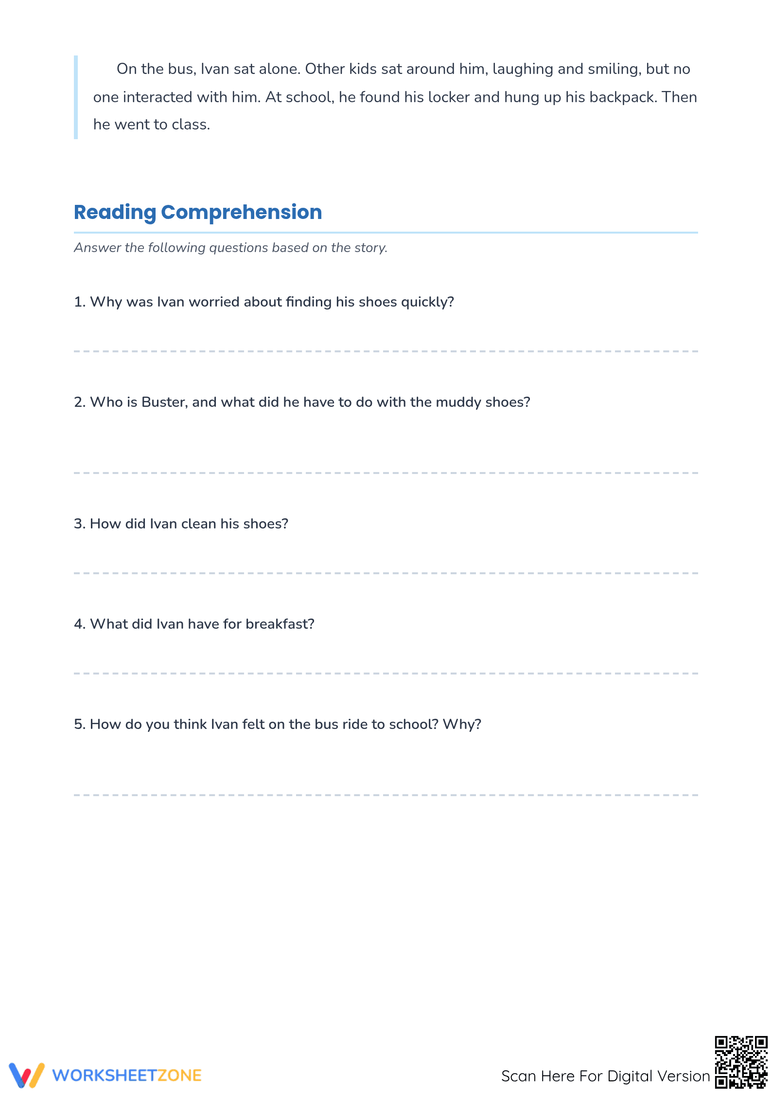 Printable Reading Comprehension Worksheet | Grade 4 ELA - Page 2