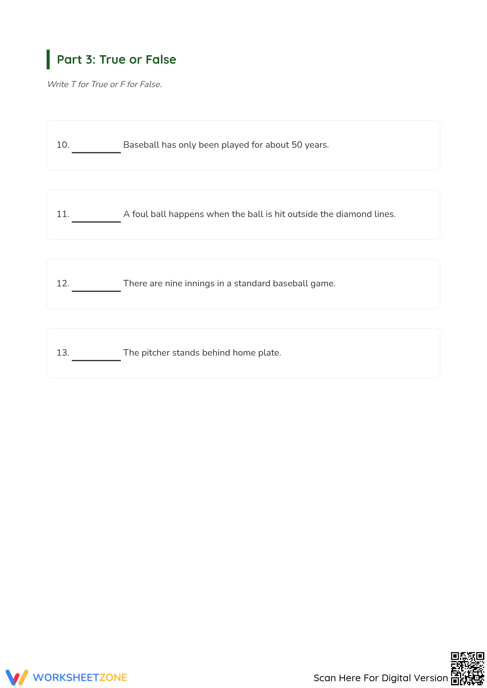 Grade 4 Baseball Reading — Printable No-Prep Worksheet - Page 4