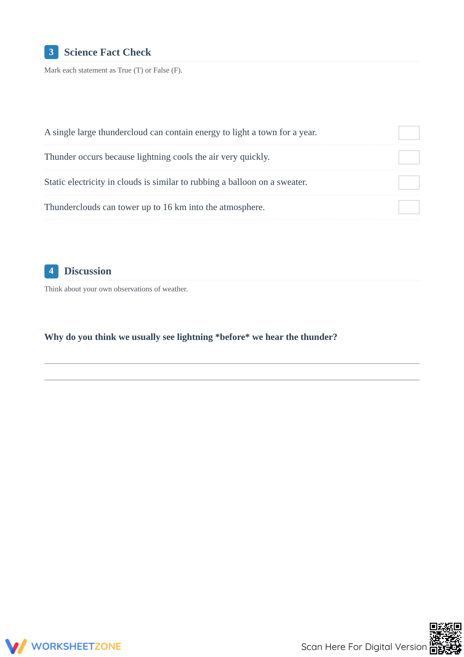 Thunder and Lightning Worksheet | Essential Grade 5 Science - Page 3
