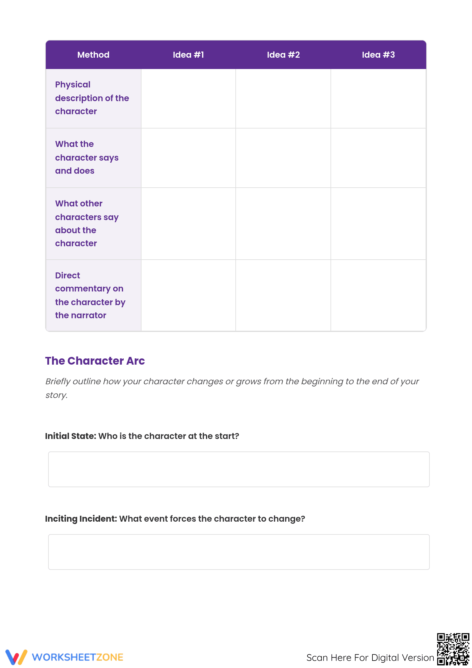 Character Development Planning Worksheet | Grade 6 Ready - Page 2