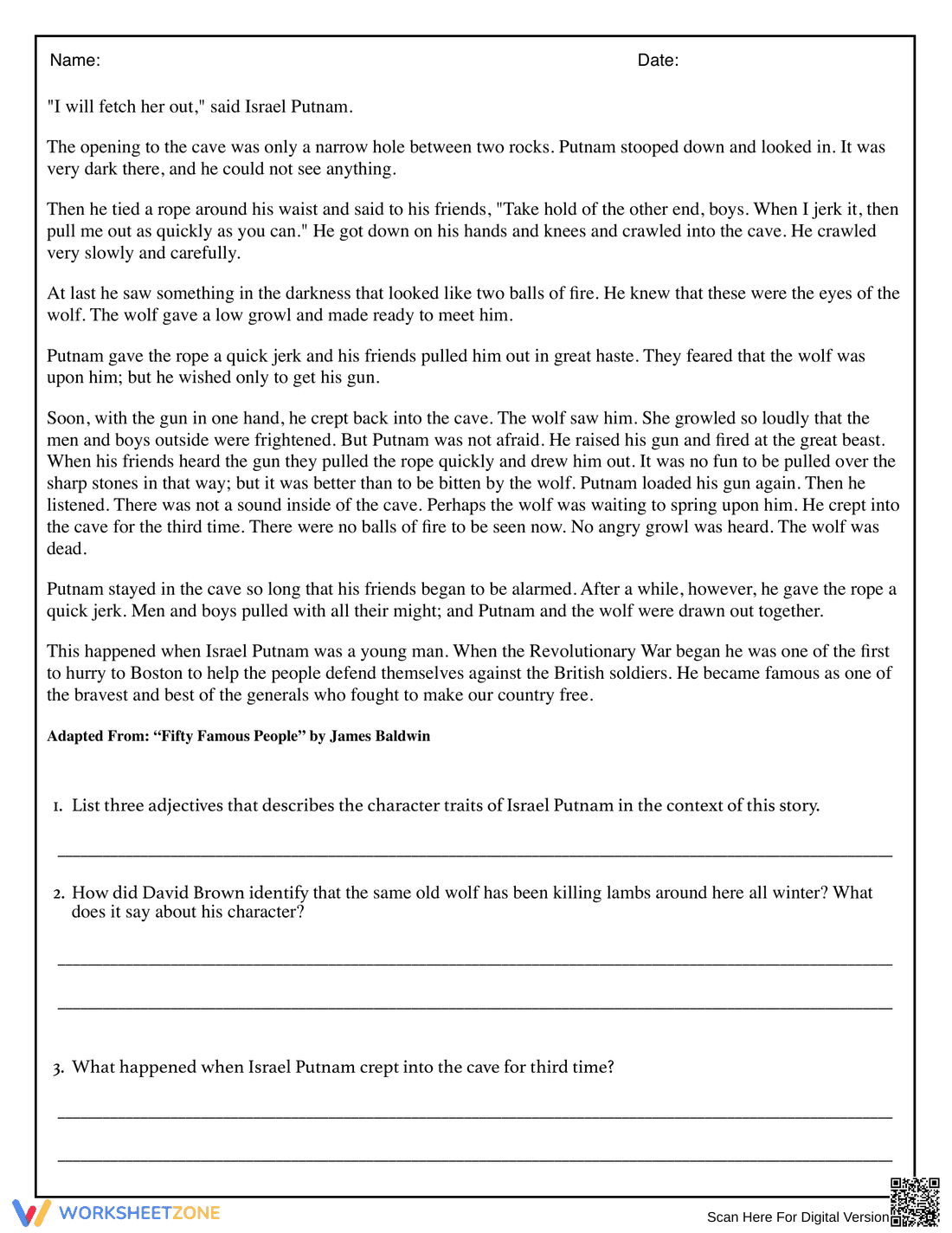 Printable Wolf Story Reading Worksheet | Grade 5-8 - Page 2