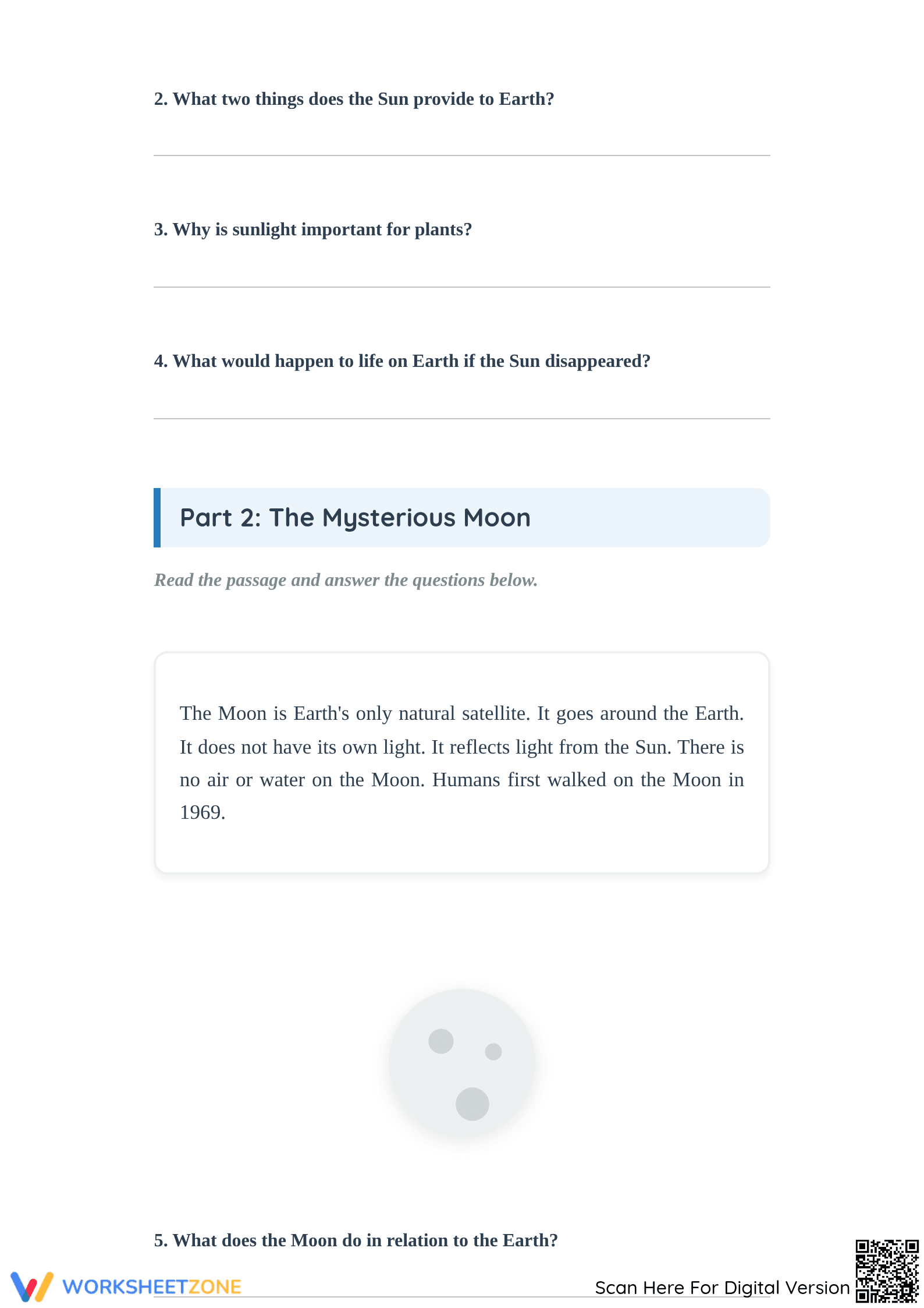 Sun and Moon Reading Comprehension | Essential Grade 2 ELA - Page 2