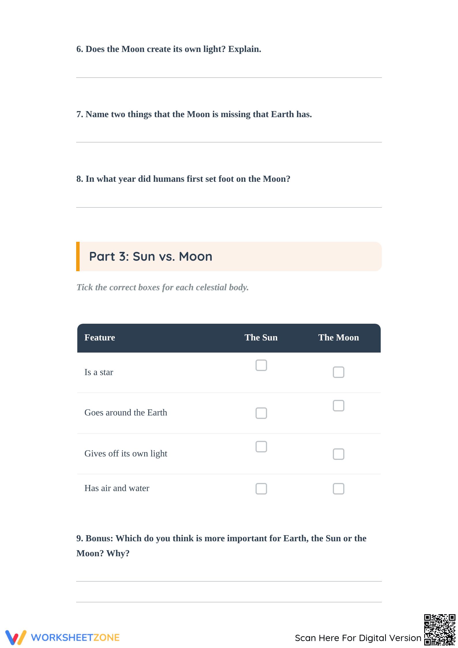 Sun and Moon Reading Comprehension | Essential Grade 2 ELA - Page 3