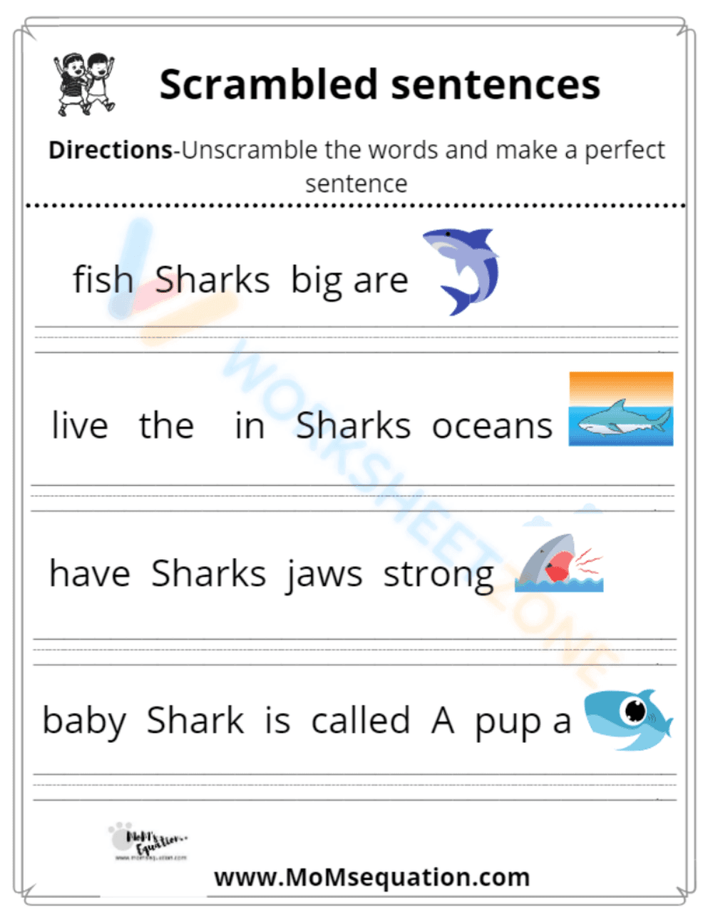 kindergarten scrambled sentences 1 - Page 2