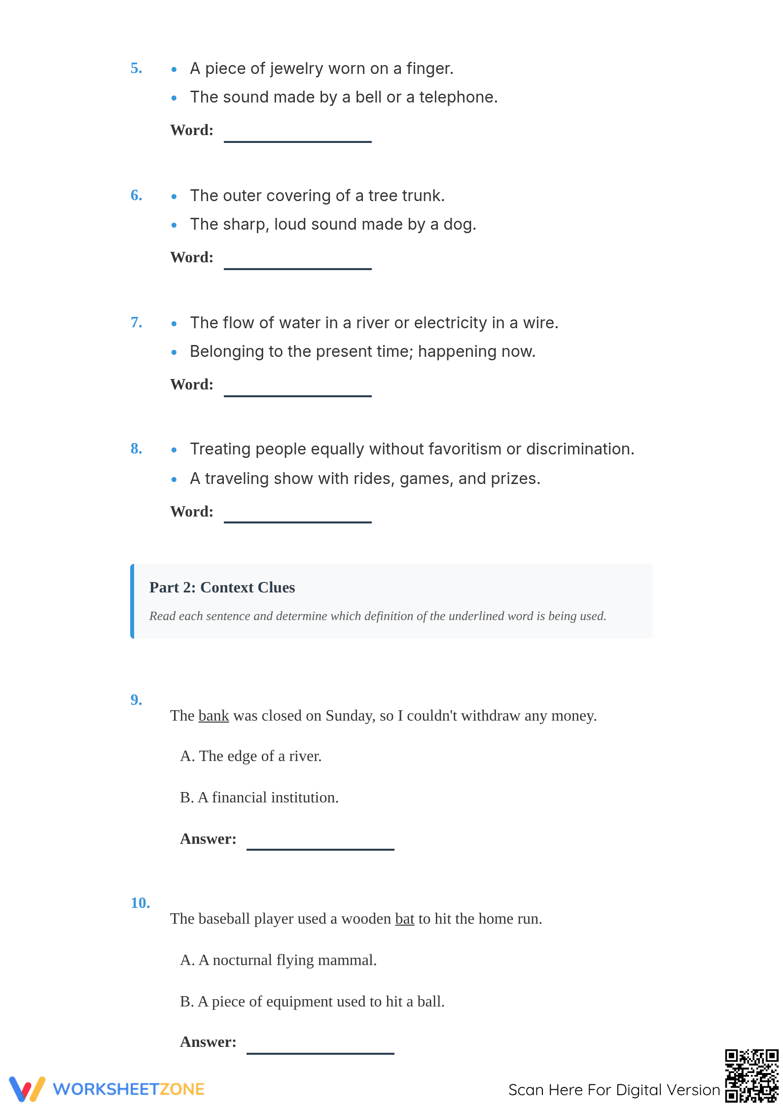 Multiple Meaning Words Worksheet | Grade 6-9 Essential - Page 2
