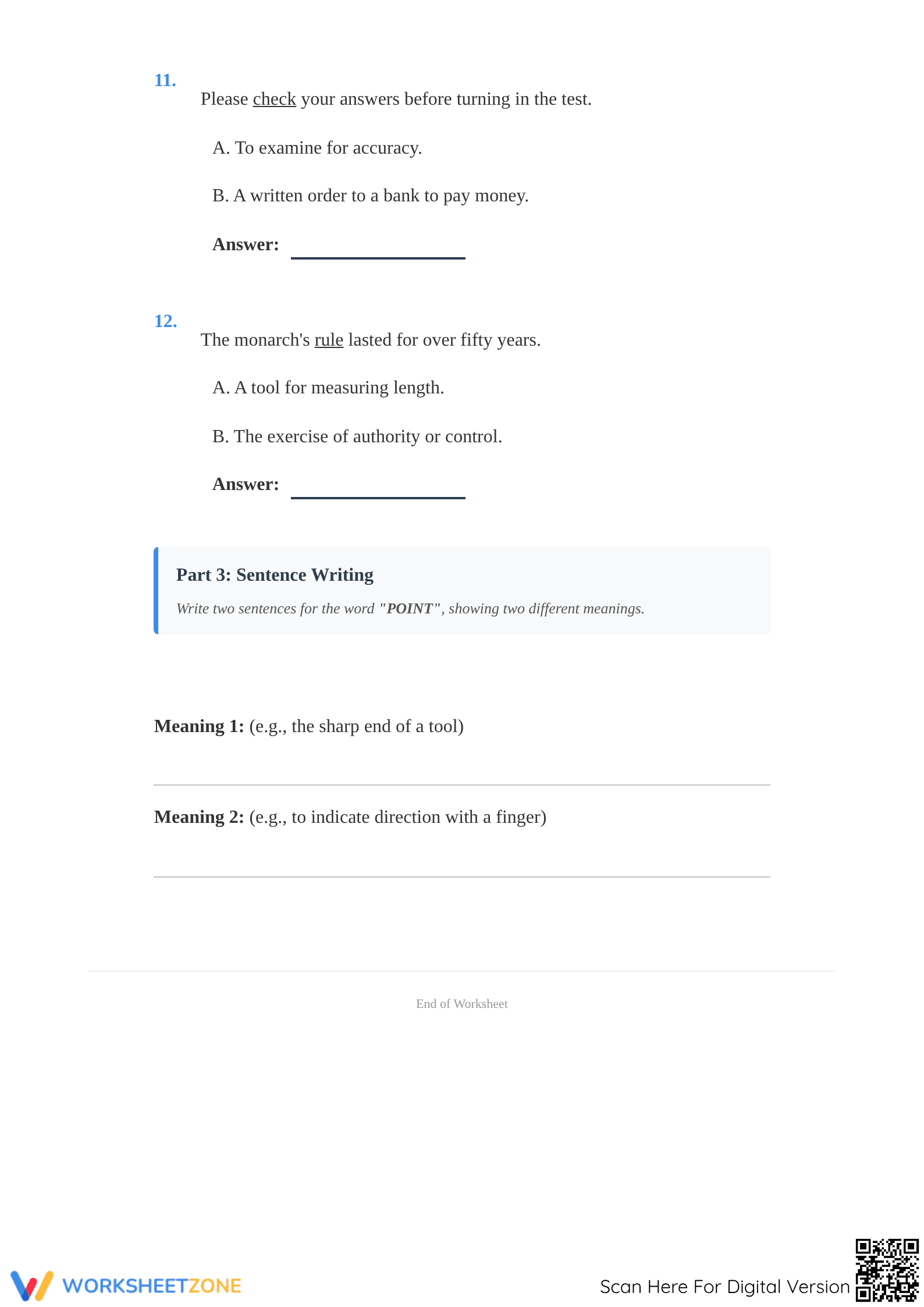 Multiple Meaning Words Worksheet | Grade 6-9 Essential - Page 3