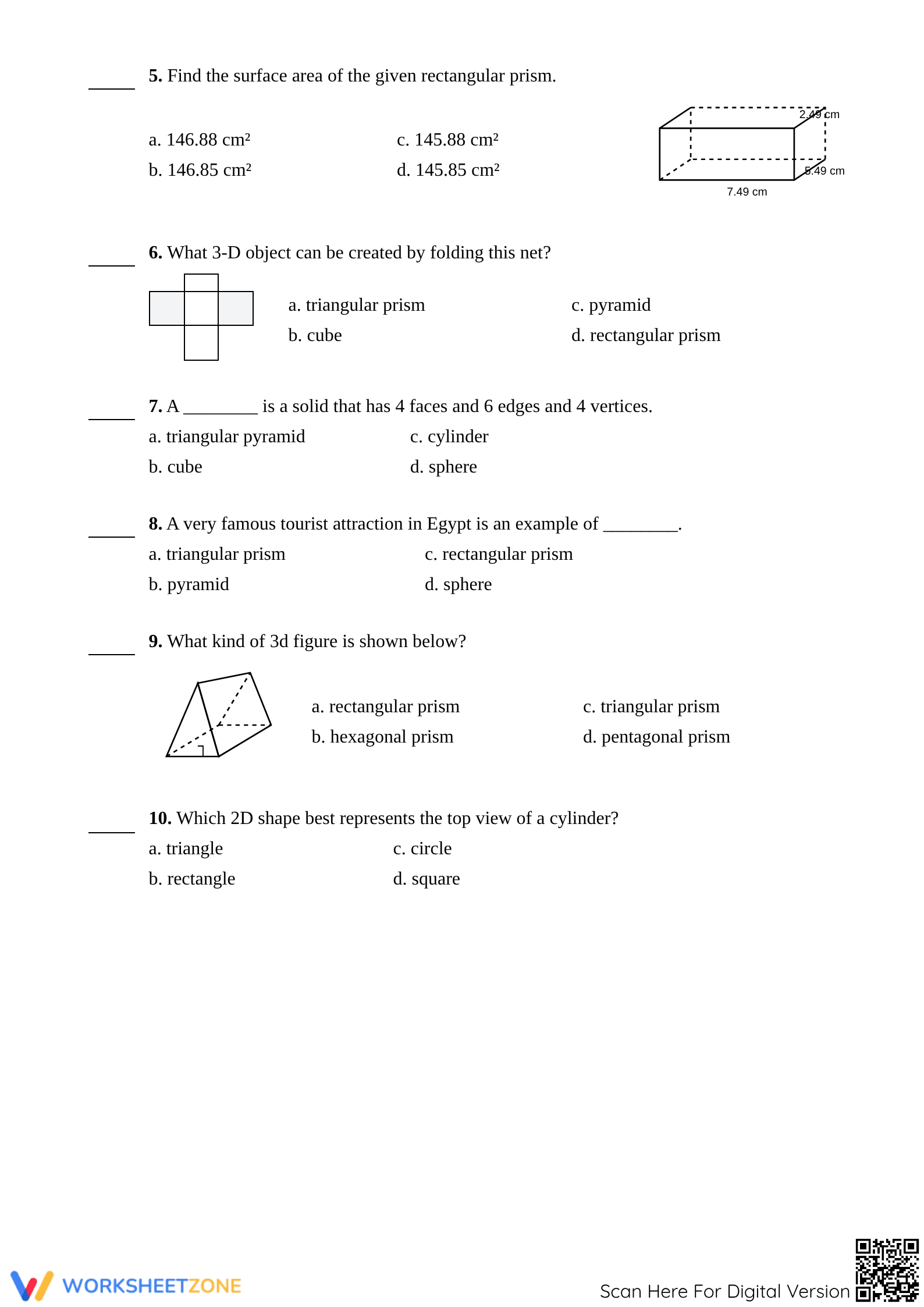 Essential Grade 7 Math Midterm: Inequalities & 3D Geometry - Page 2