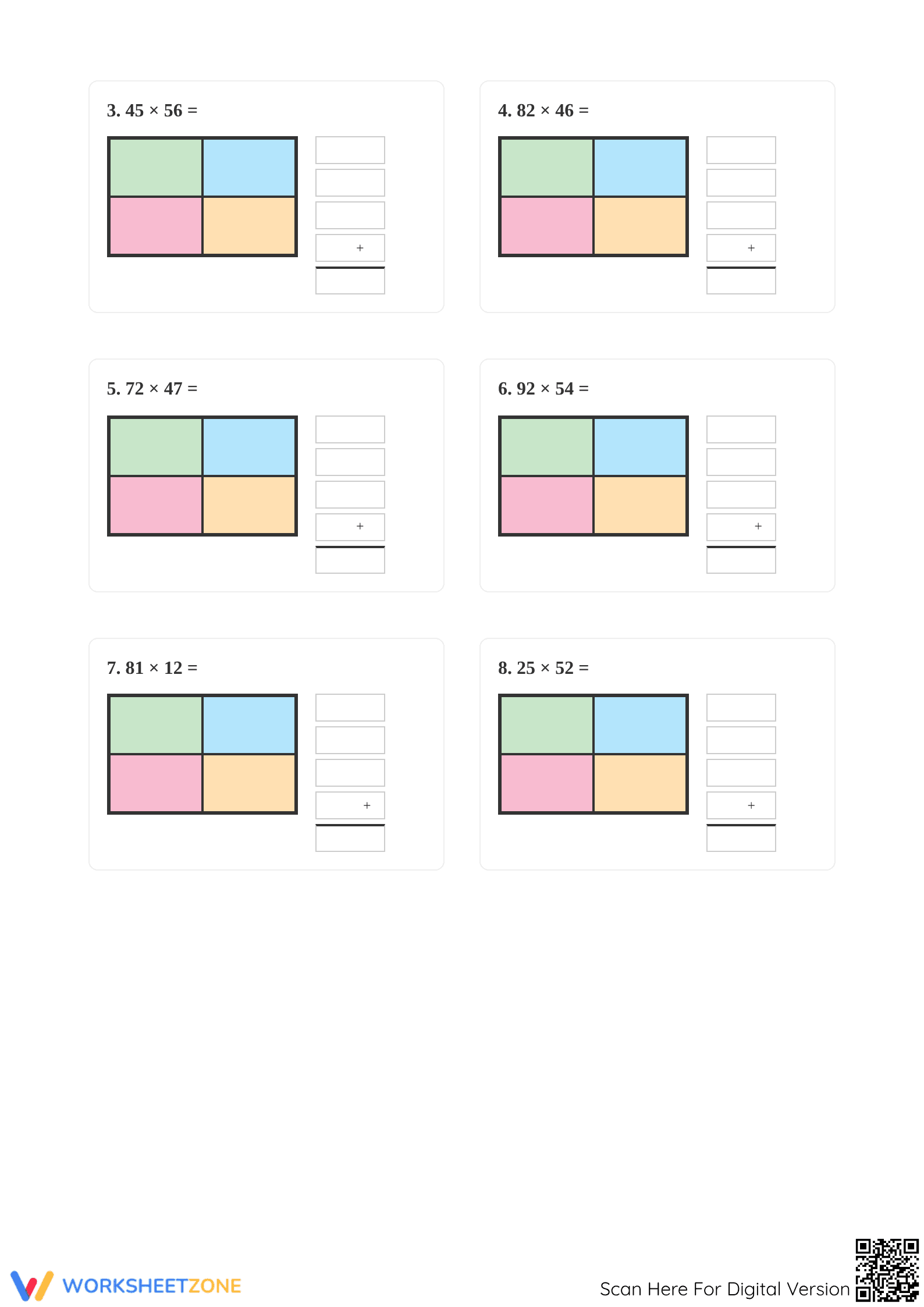 Area Model Multiplication Worksheet | Printable Grade 4 Math - Page 2