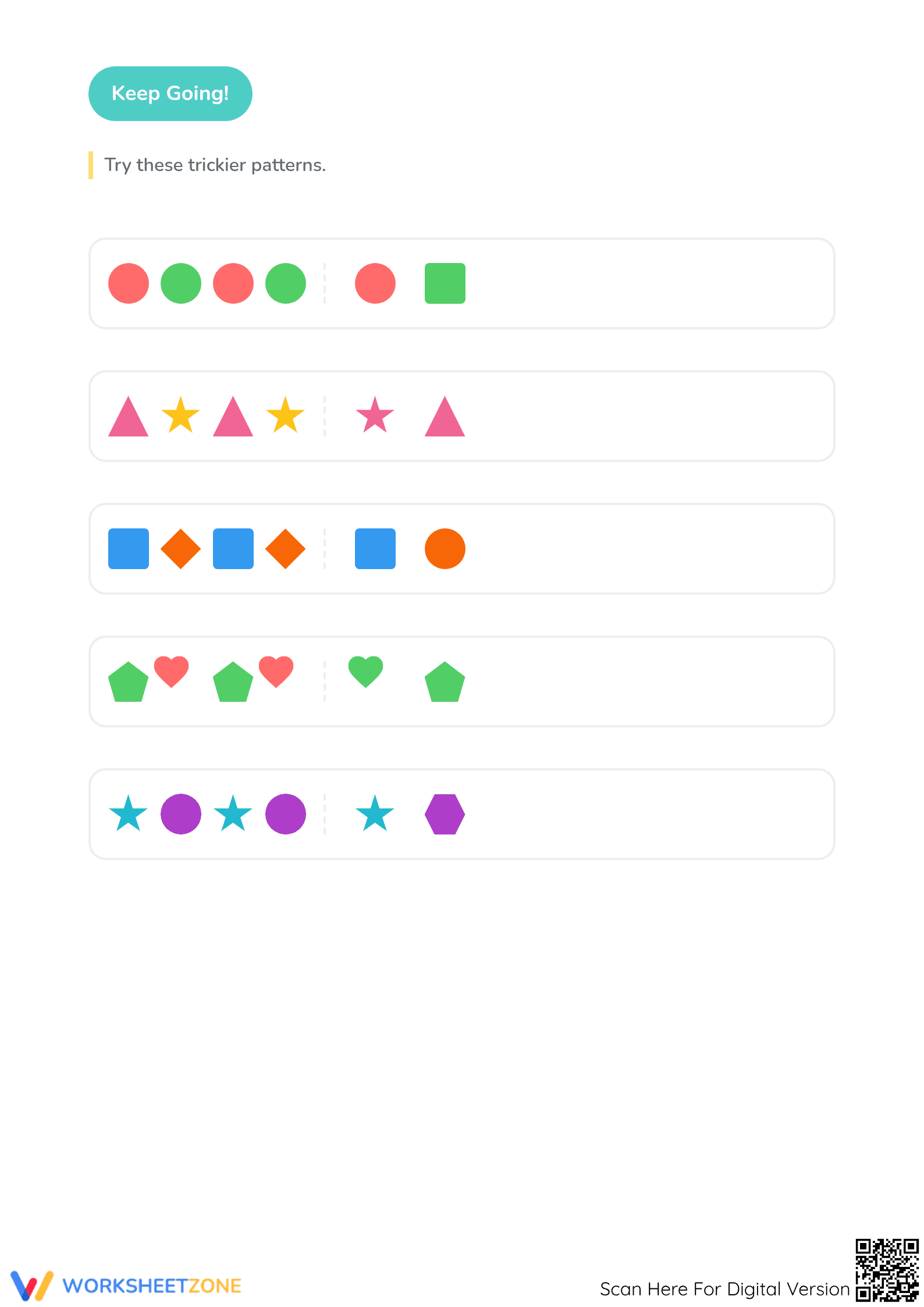 Printable Shapes Pattern Worksheet | Grade K Math - Page 2
