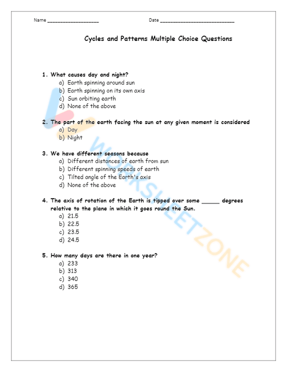 4th Grade Science Worksheet - Page 2