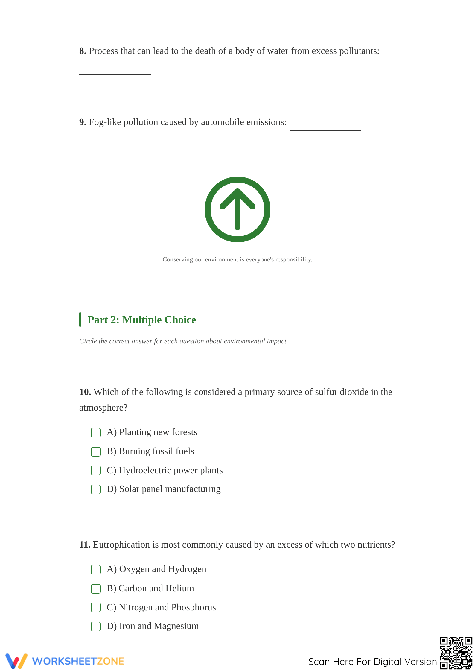 MS-ESS3-3 Aligned Worksheet: Environment & Pollution - Page 2