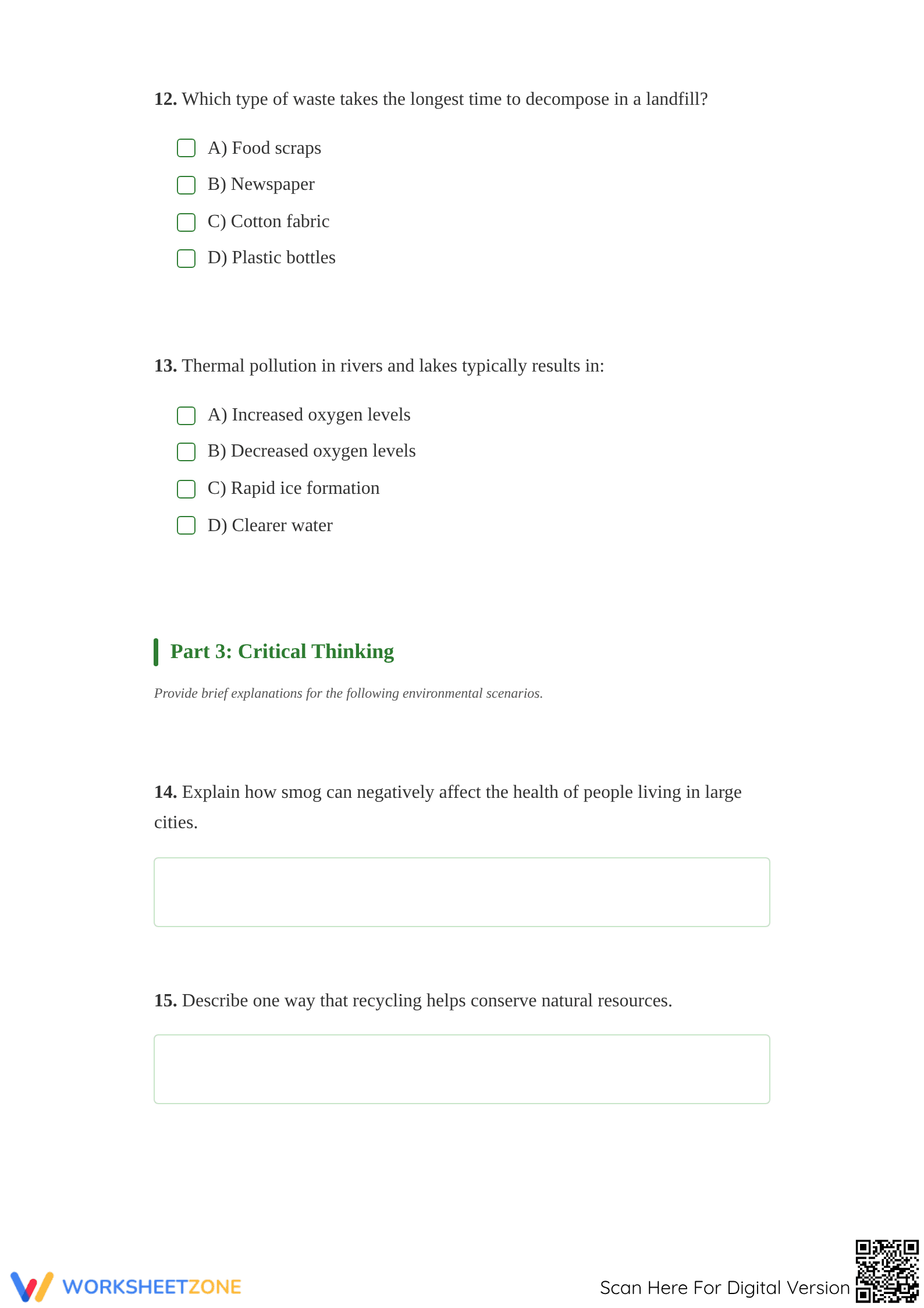 MS-ESS3-3 Aligned Worksheet: Environment & Pollution - Page 3