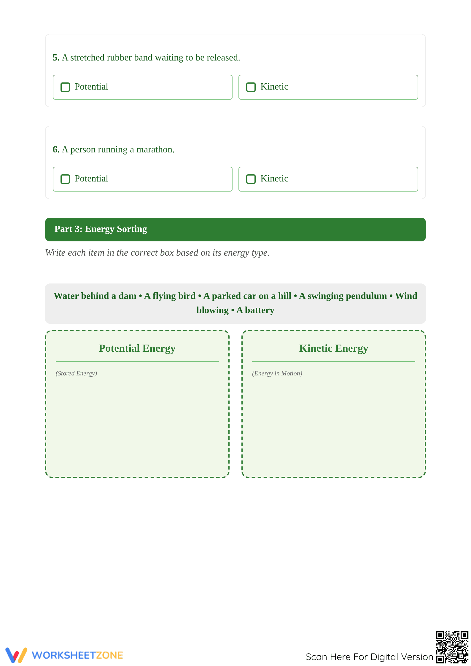 Essential Potential vs. Kinetic Energy Worksheet | Grade 7 - Page 2