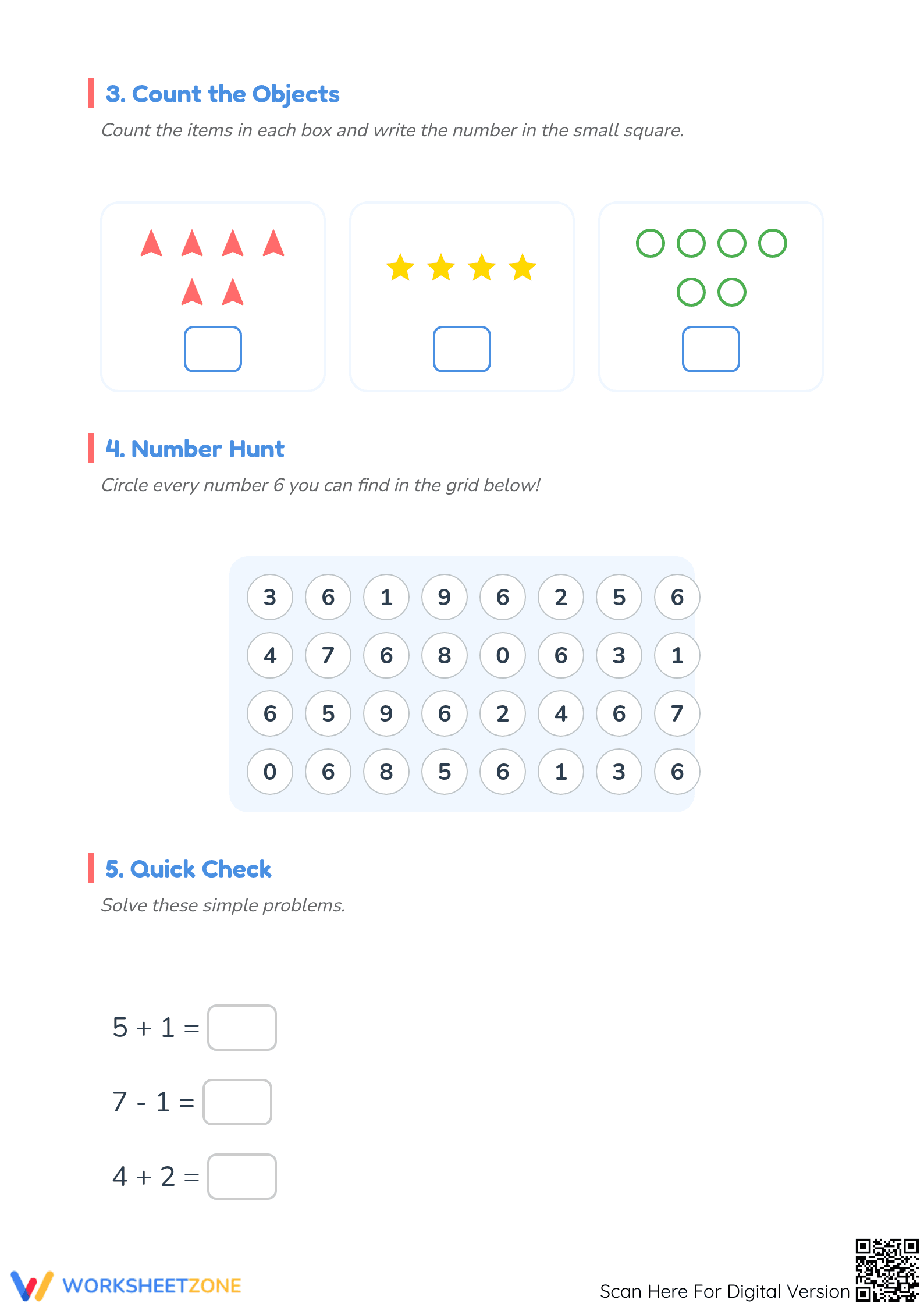 Number Six Worksheet | Essential Grade K-1 Math Printable - Page 2