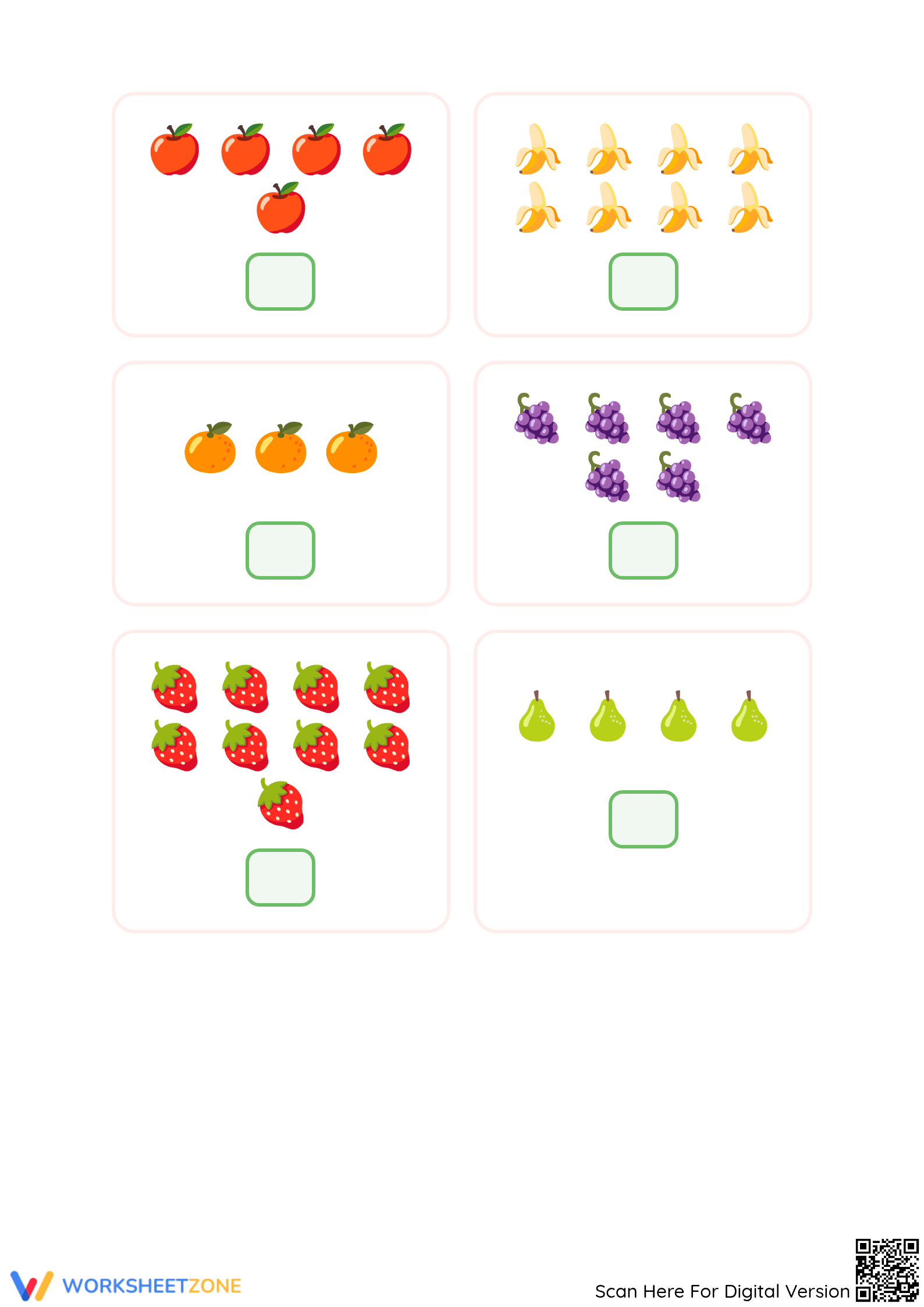Printable Fruit Counting Game | Grade K Math Essential - Page 2