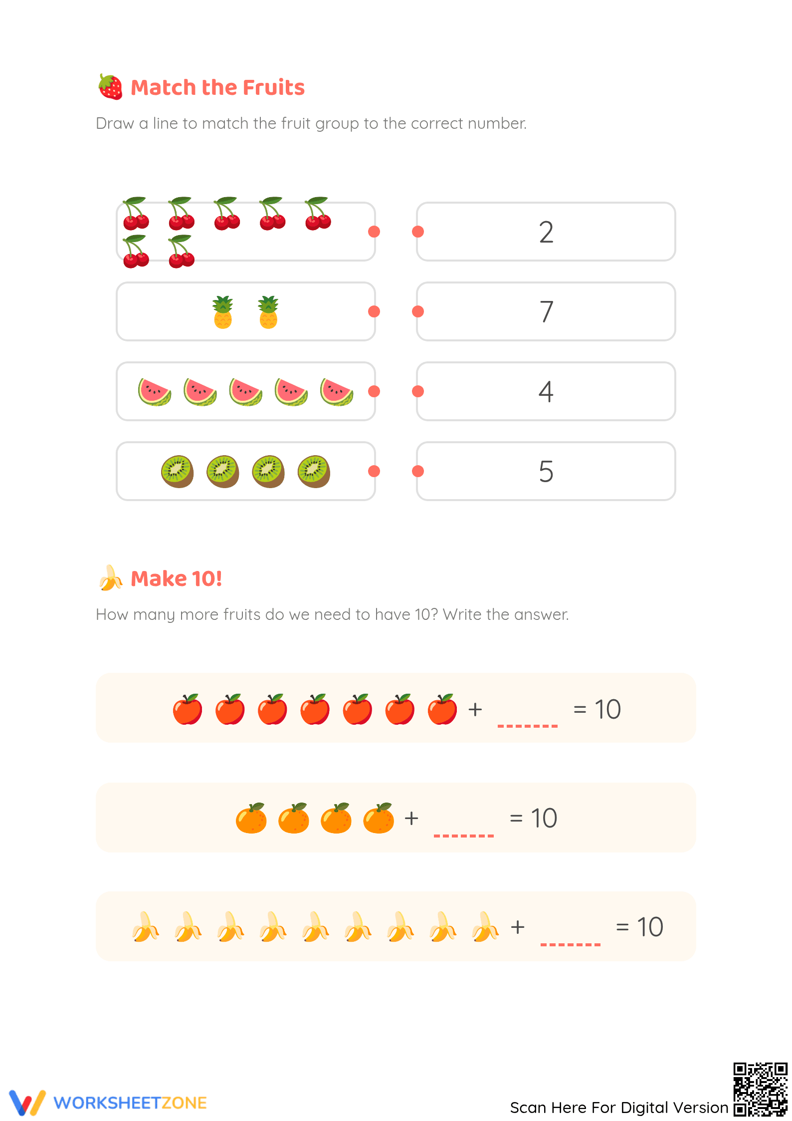 Printable Fruit Counting Game | Grade K Math Essential - Page 3