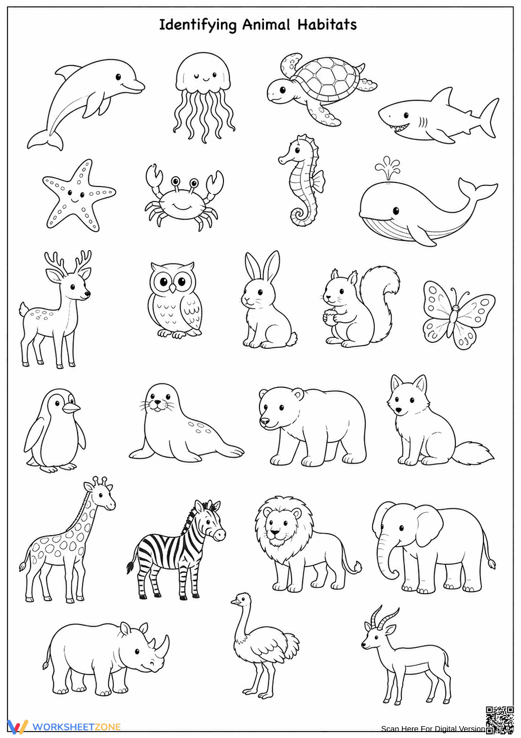 Grade 1 Animal Habitats — Printable No-Prep Worksheet - Page 2