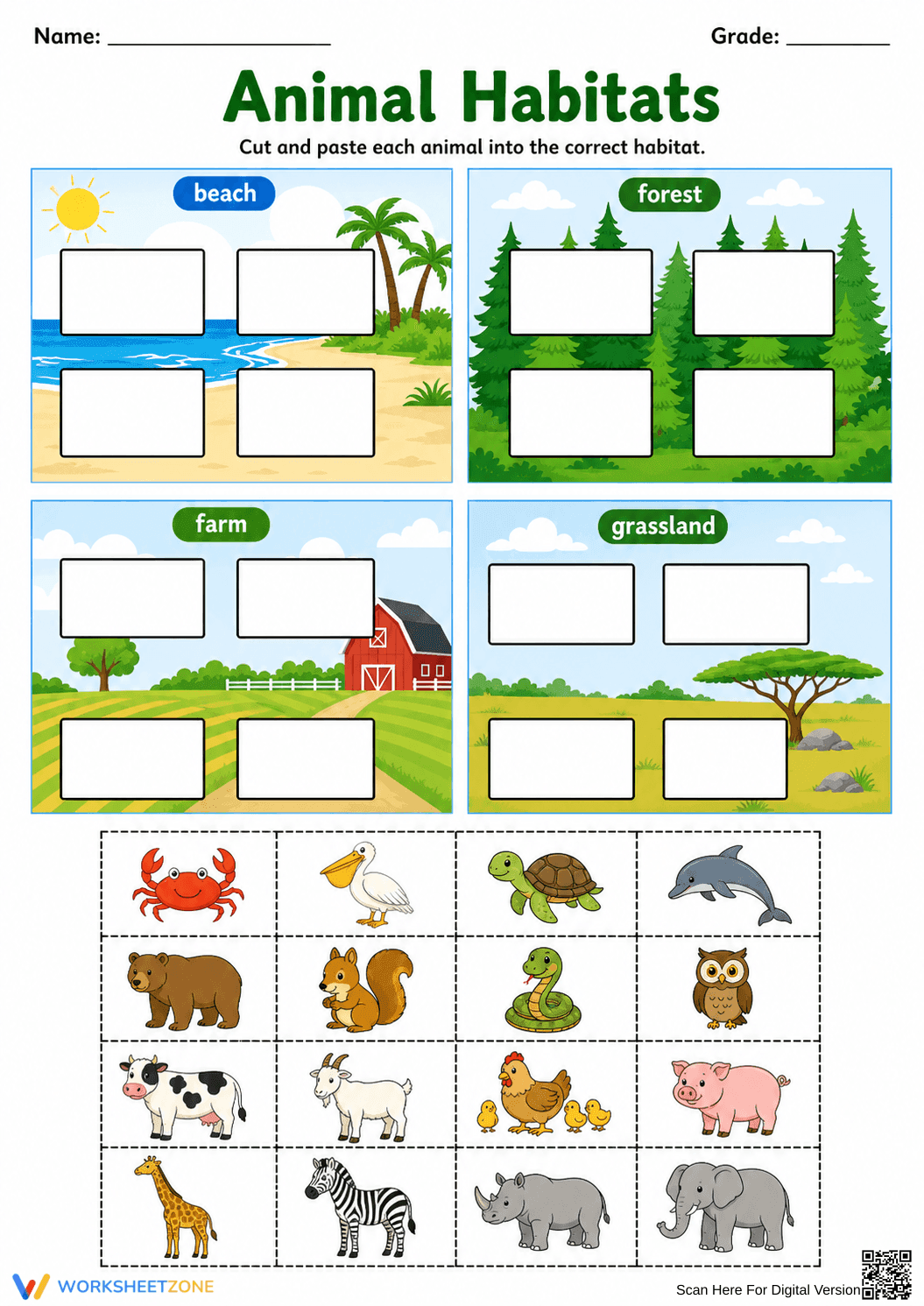 Grade 2 Animal Habitats — Printable No-Prep Worksheet - Page 2