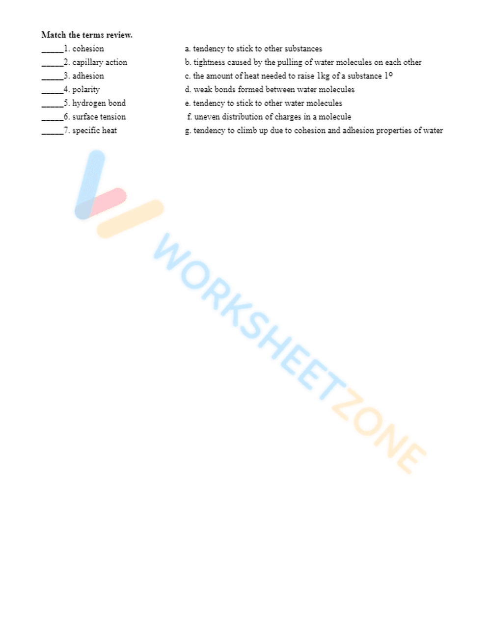 Properties of Water Worksheet | Essential Grade 7-12 Science - Page 4