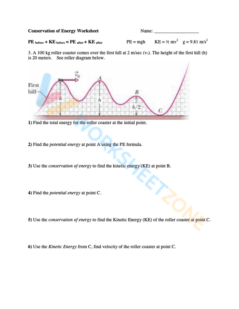Conservation of Energy Worksheet | Grade 8 Essential - Page 2
