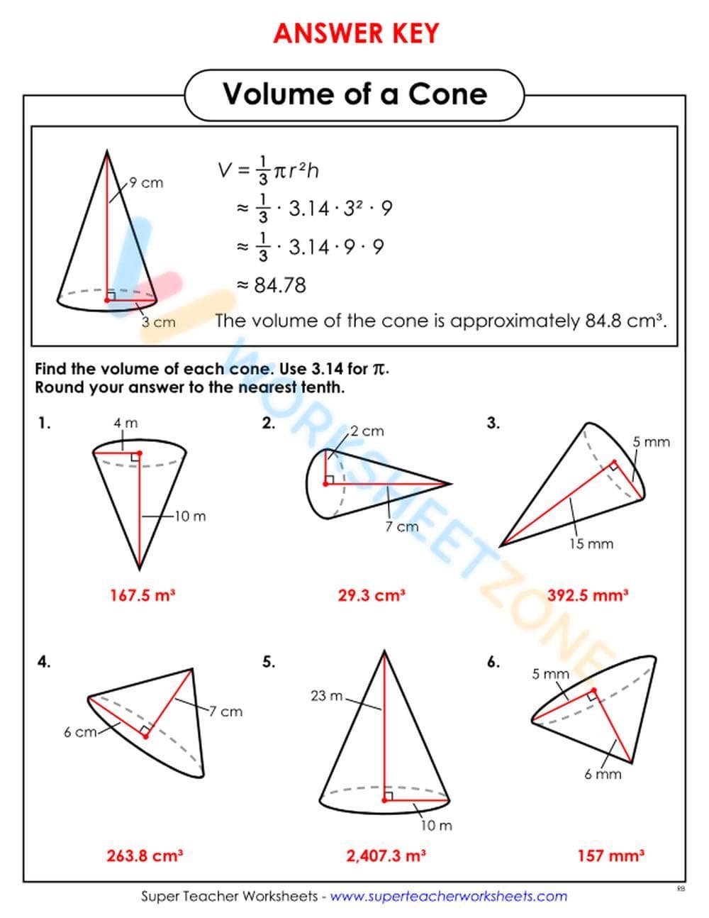 Calculating Volume of Cones - Page 2