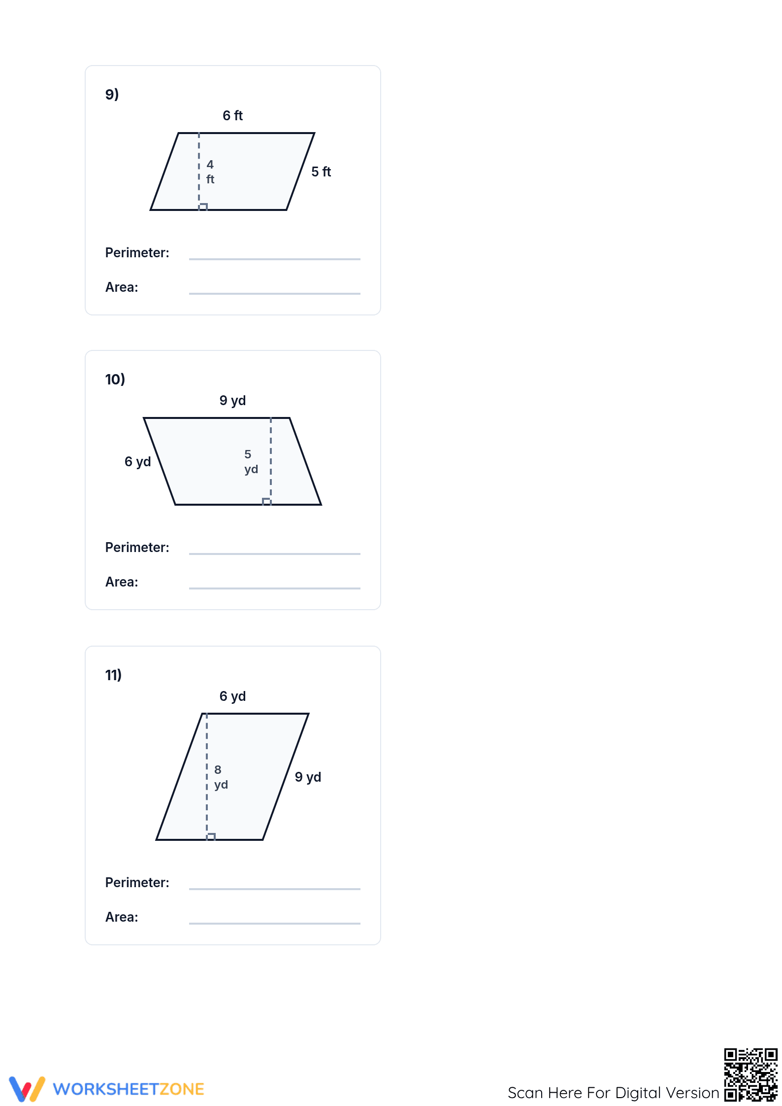 Essential Area and Perimeter Parallelograms Worksheet - Page 4