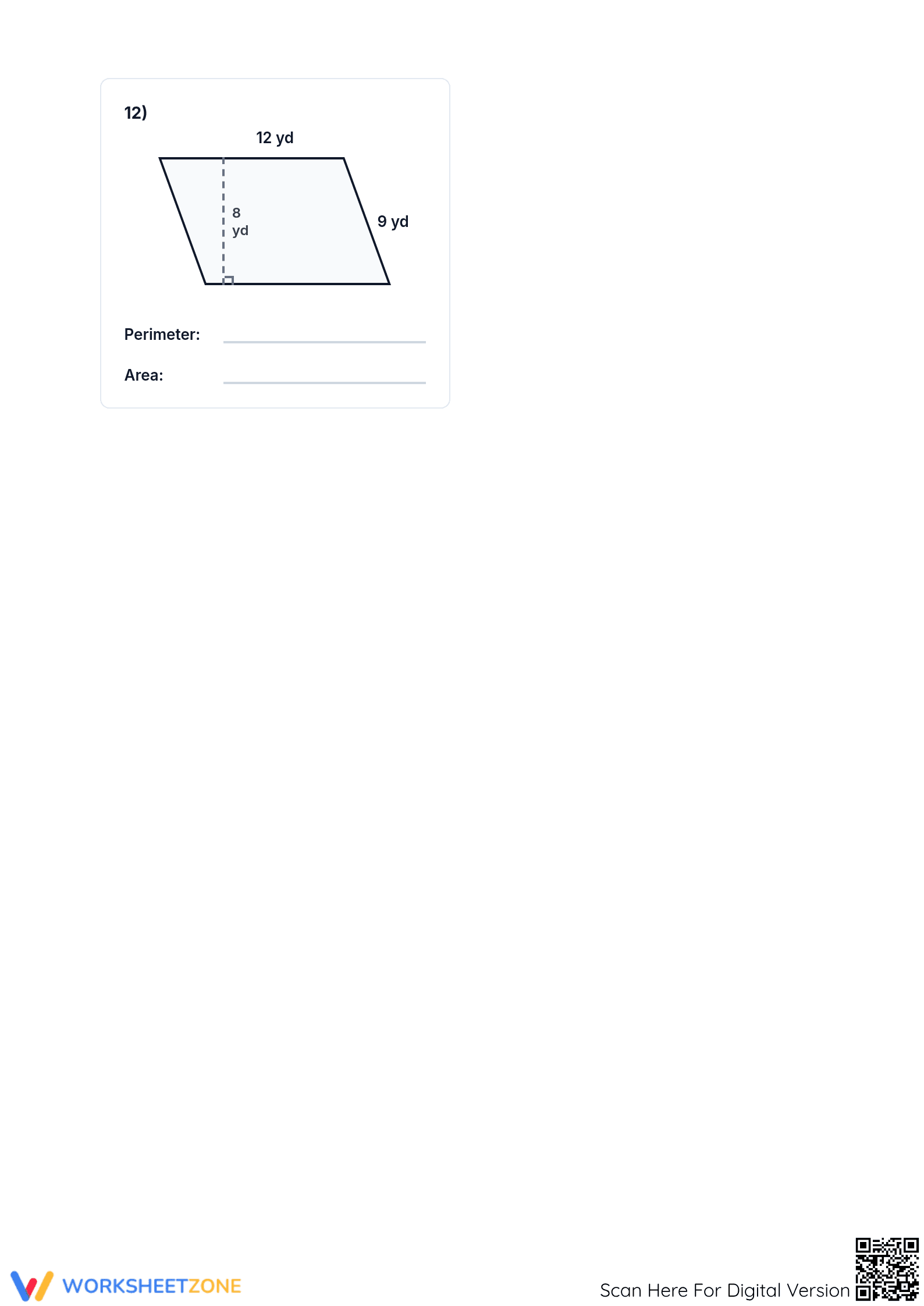Essential Area and Perimeter Parallelograms Worksheet - Page 5