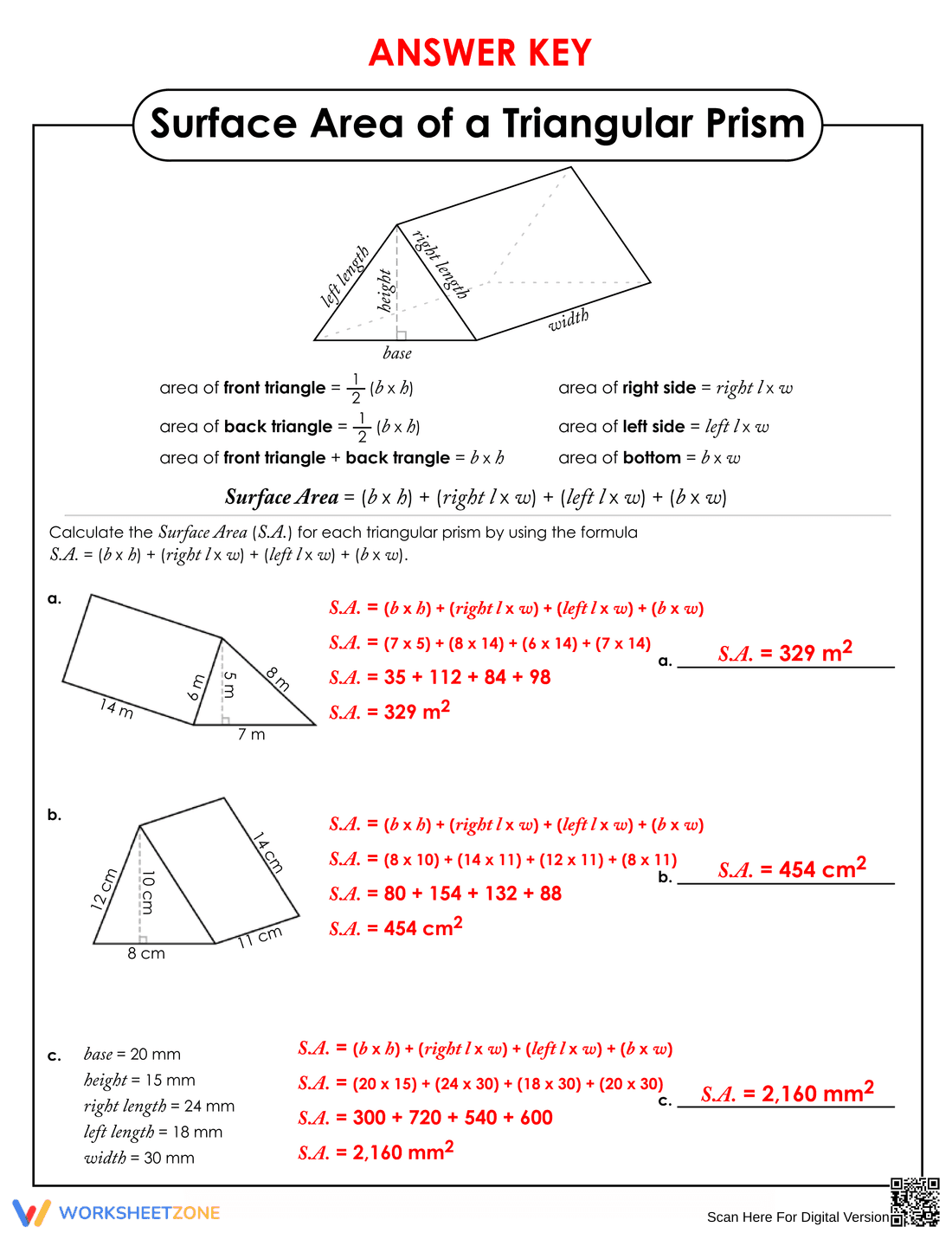 Triangular Prism Surface Area Worksheet - Page 2