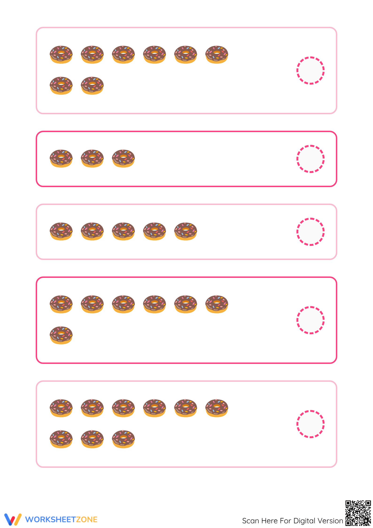 Grade K Let's Count Donuts — Printable No-Prep Worksheet - Page 2