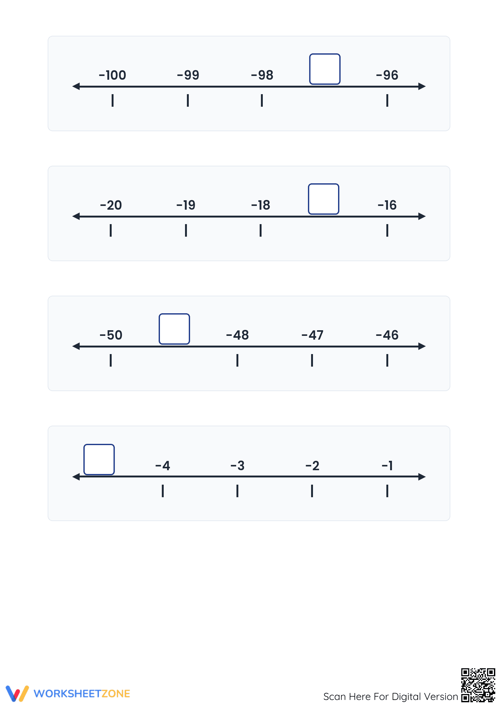 Essential Negative Numbers Number Line Worksheet | Grade 6 - Page 2