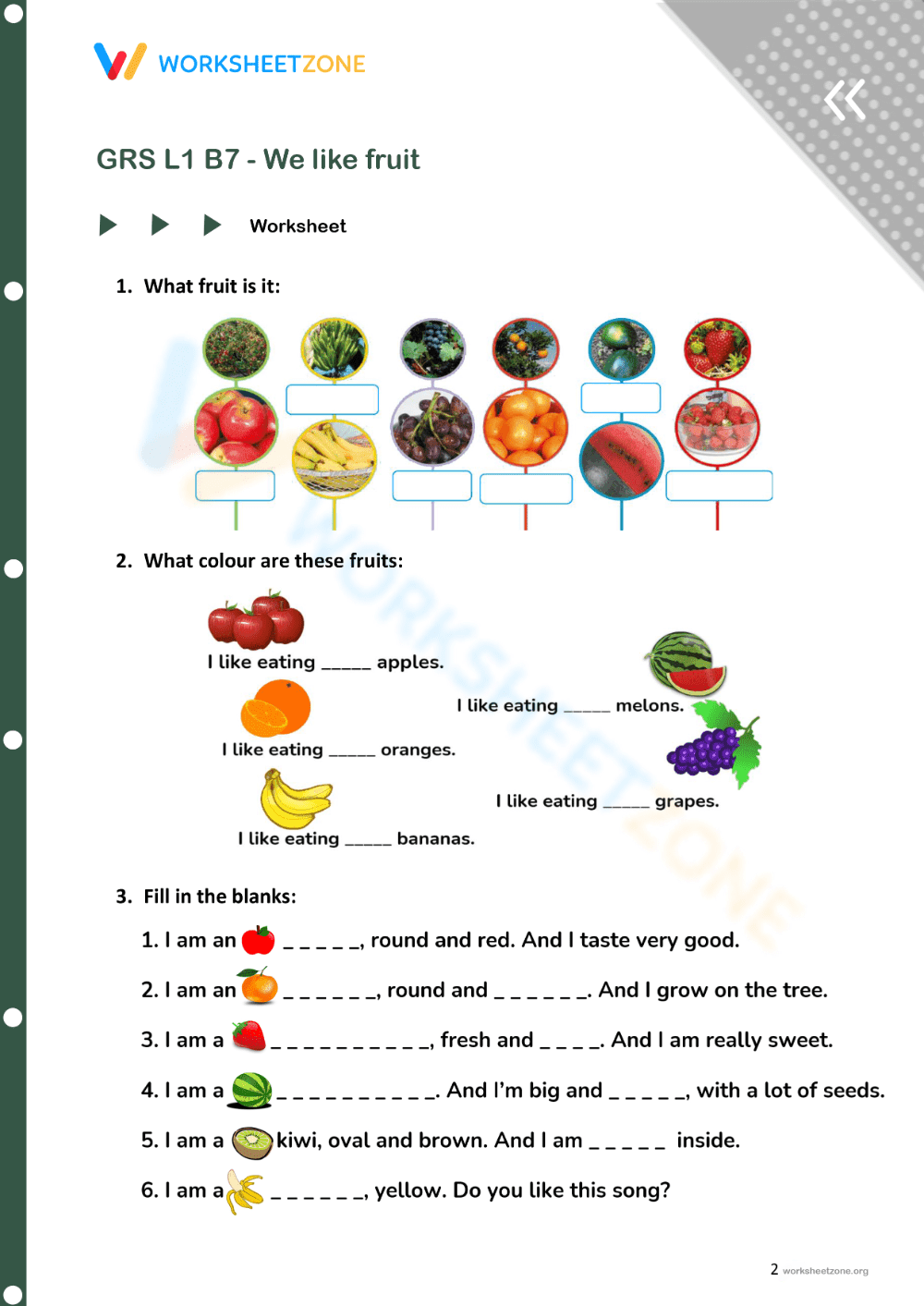 English-teaching materials for English teachers - Fruits - Page 2
