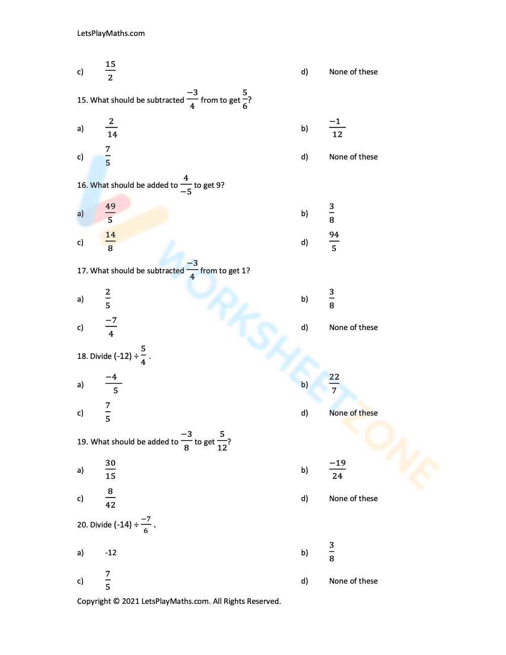 Rational number worksheet grade 7 1 - Page 3