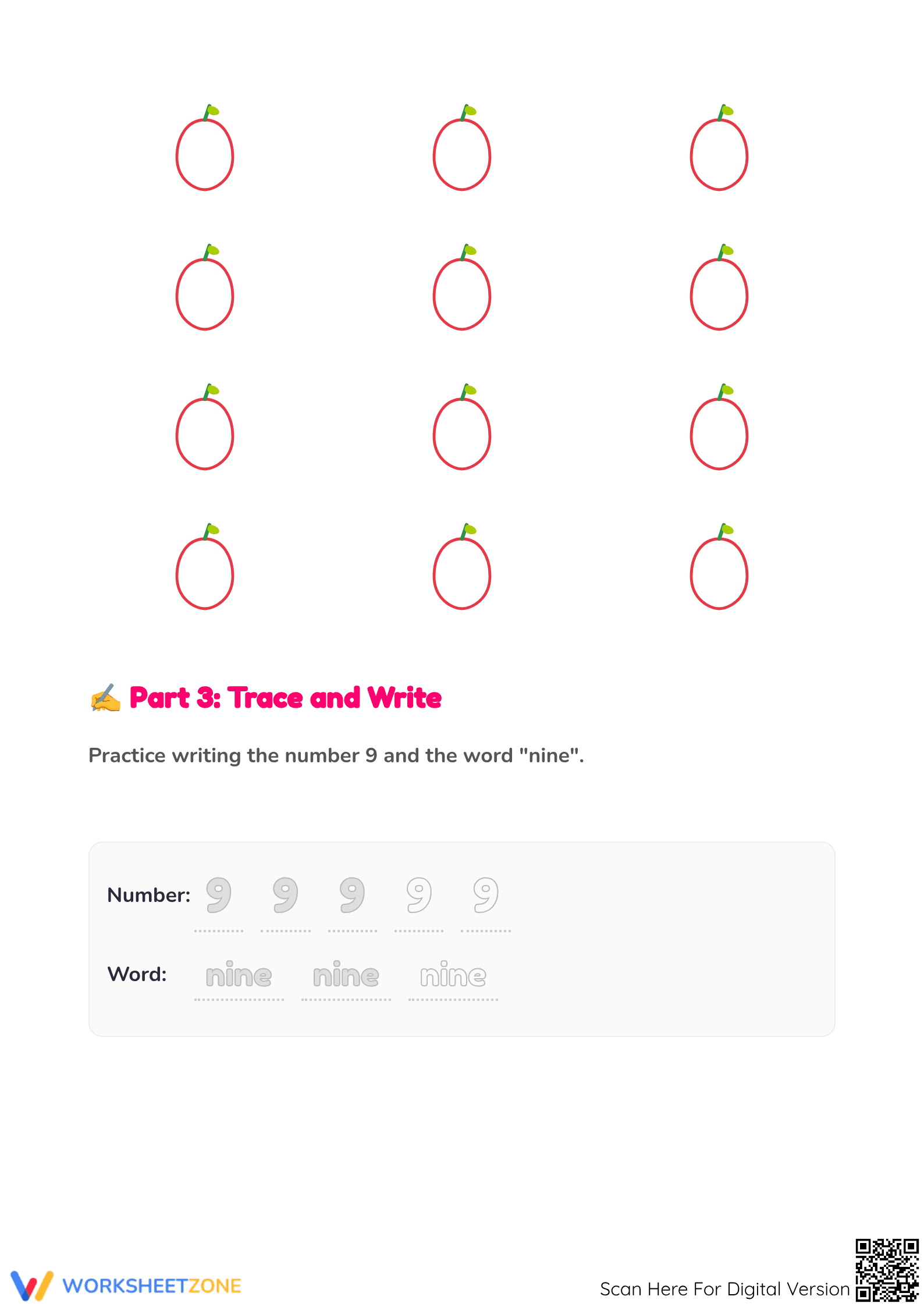 Learn Number 9 Worksheet | Essential Grade K-1 Printable - Page 2