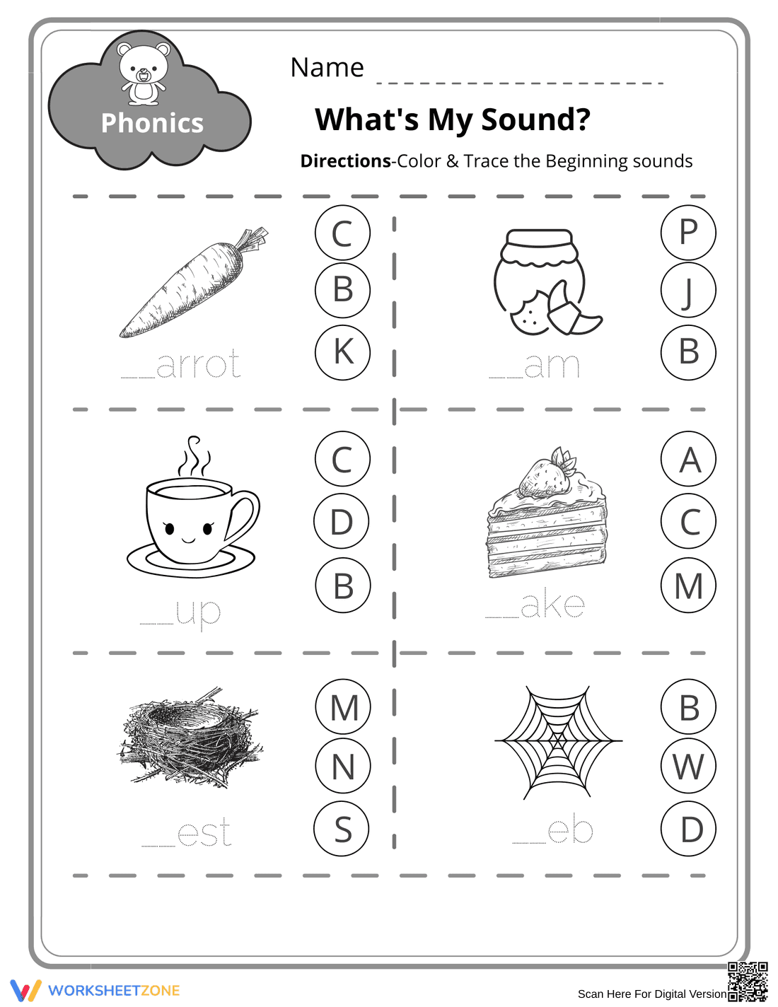 Beginning Sounds Phonics Worksheet | Grade 1 Essential - Page 2