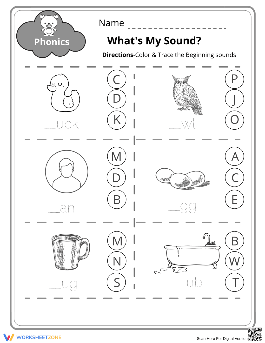 Beginning Sounds Phonics Worksheet | Grade 1 Essential - Page 3
