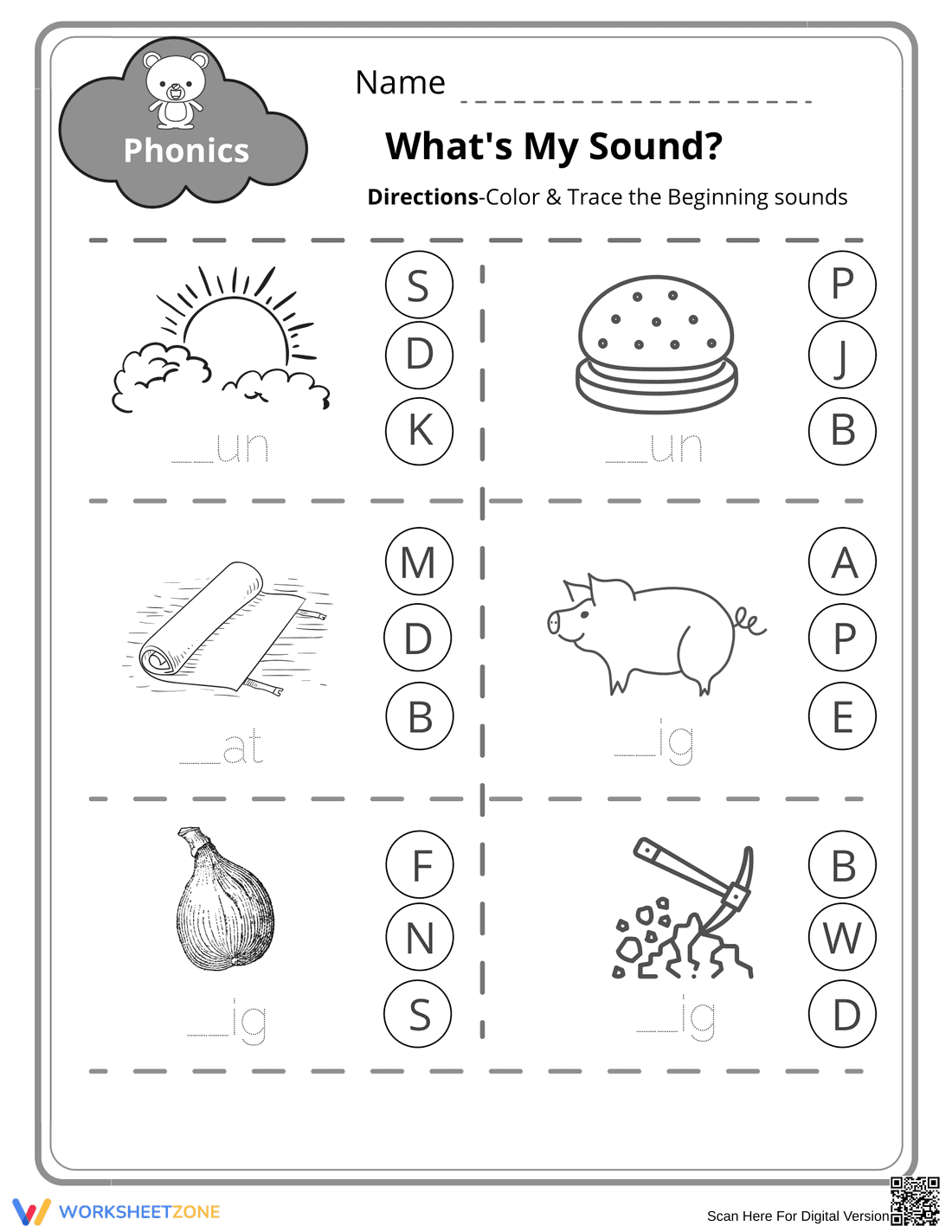 Beginning Sounds Phonics Worksheet | Grade 1 Essential - Page 4