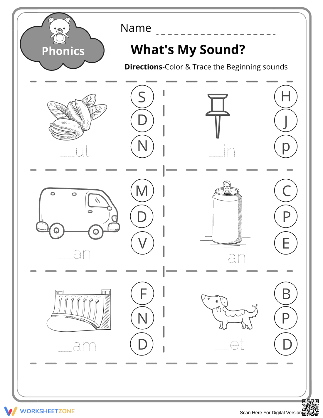 Beginning Sounds Phonics Worksheet | Grade 1 Essential - Page 5