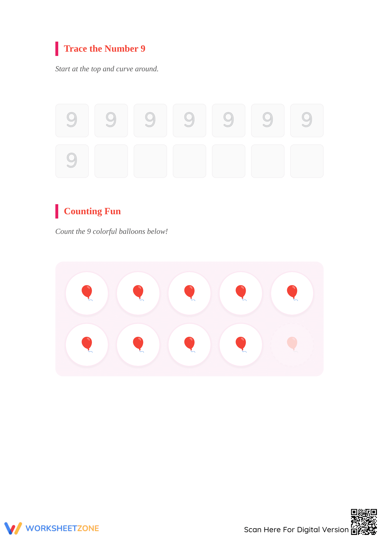 Letter N and Number 9 Printable Worksheet | Grade K-1 - Page 2