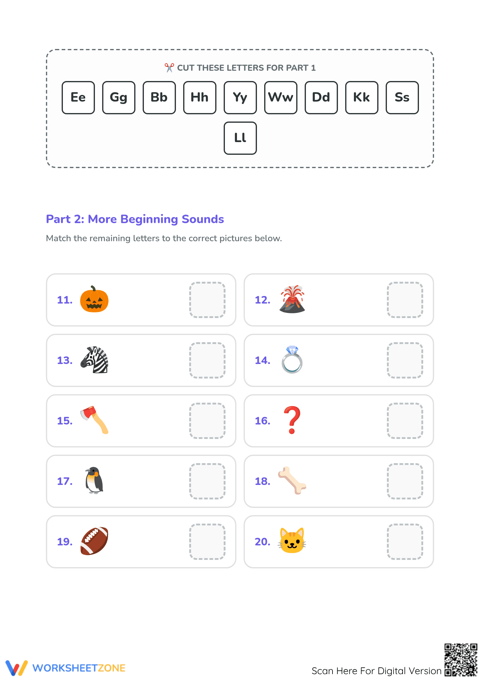 Beginning Sounds Worksheet | Kindergarten ELA Printable - Page 2
