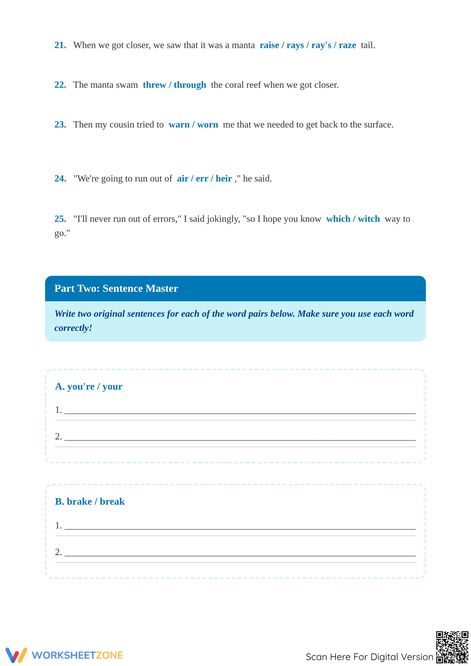 Grade 4 Homophones — Printable No-Prep Worksheet - Page 3