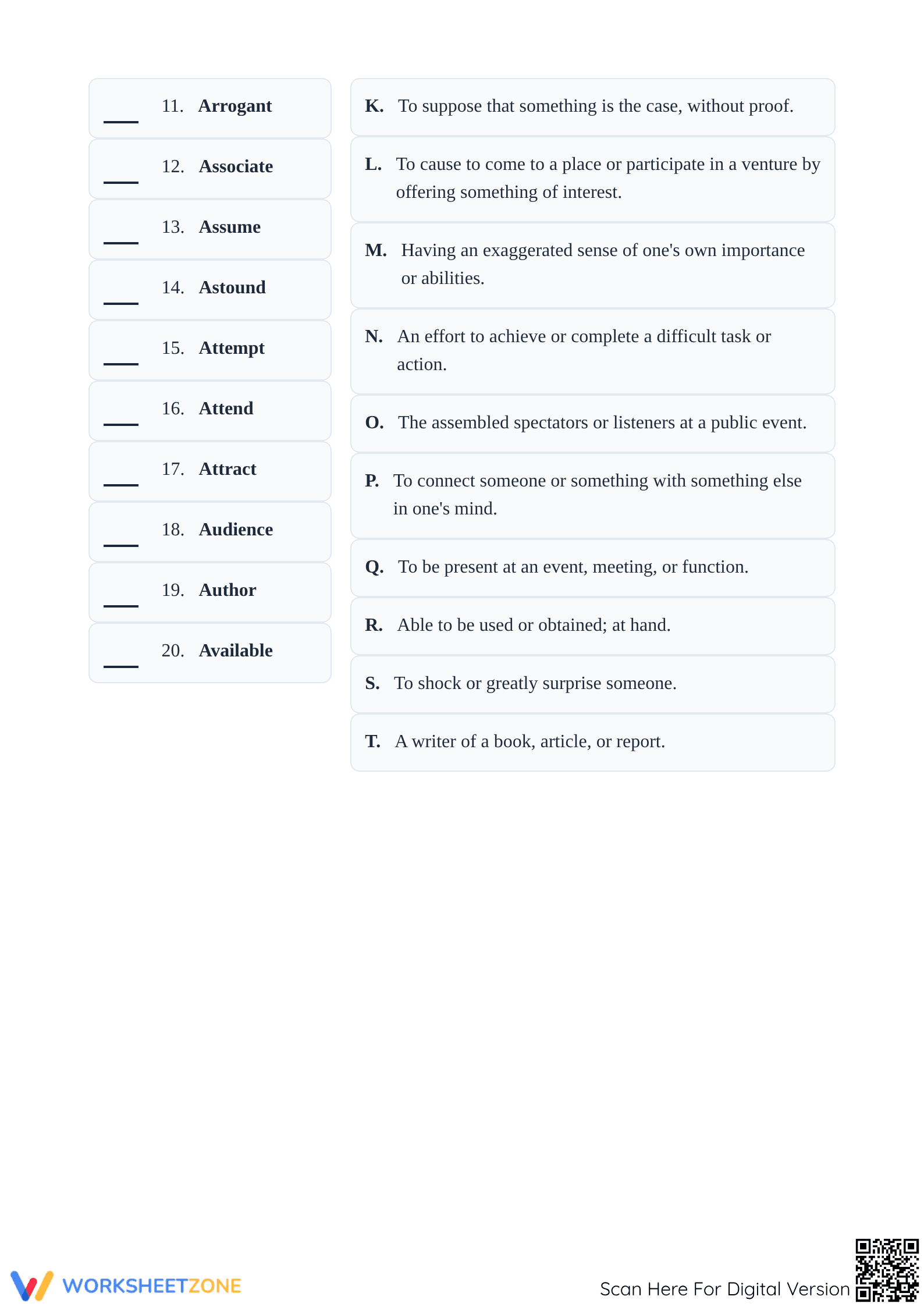Essential Grade 6-9 Vocabulary Mastery Worksheet - Page 2