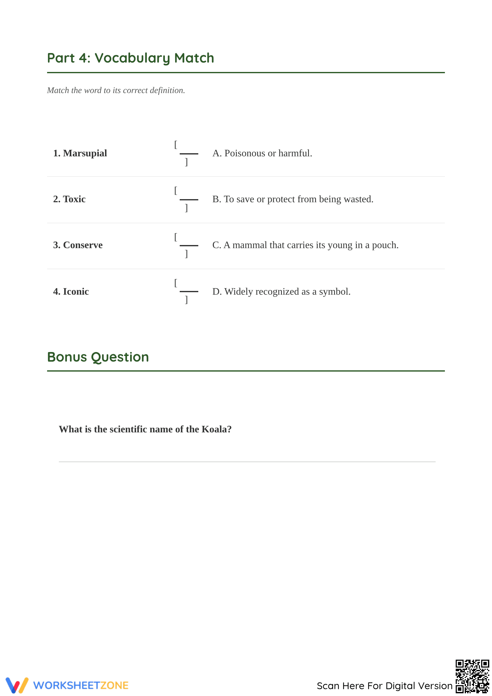 Printable Koala Reading Comprehension | Grade 4-5 ELA - Page 4