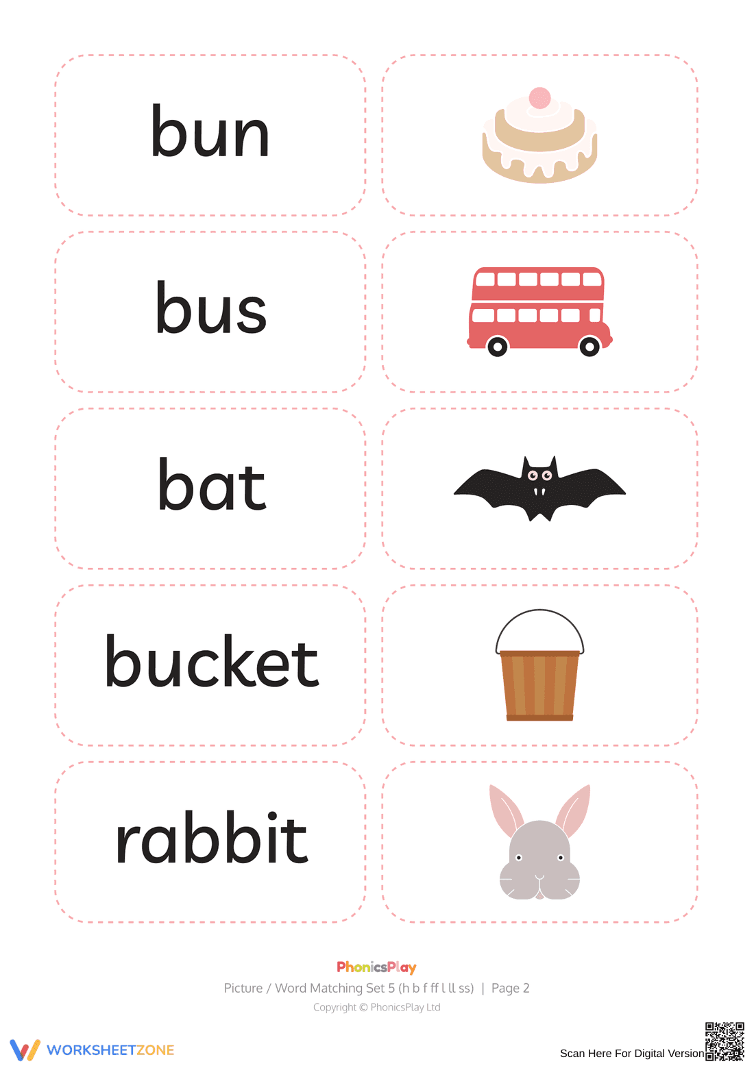 Printable Phonics Matching Cards | Kindergarten ELA - Page 2