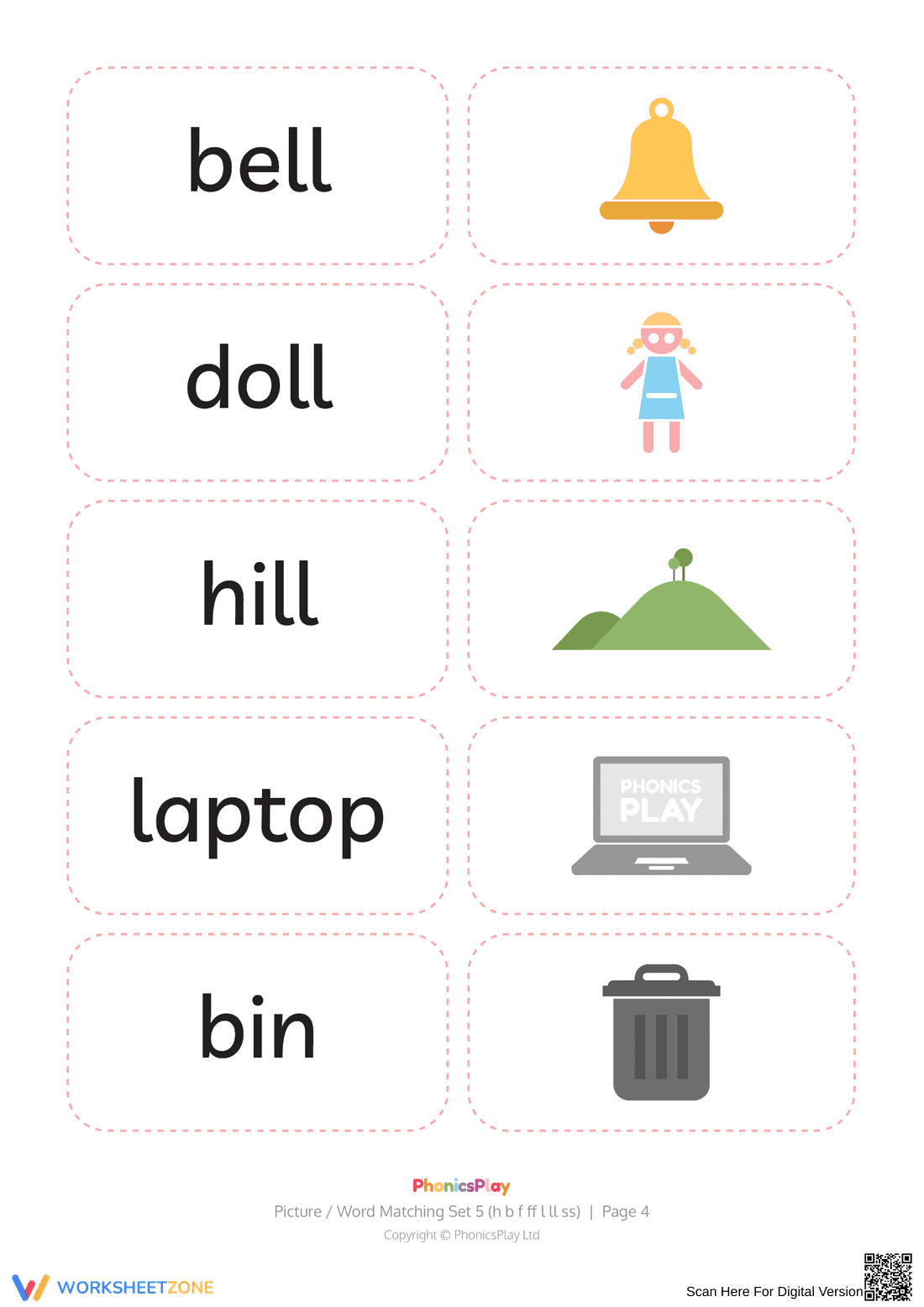 Printable Phonics Matching Cards | Kindergarten ELA - Page 4