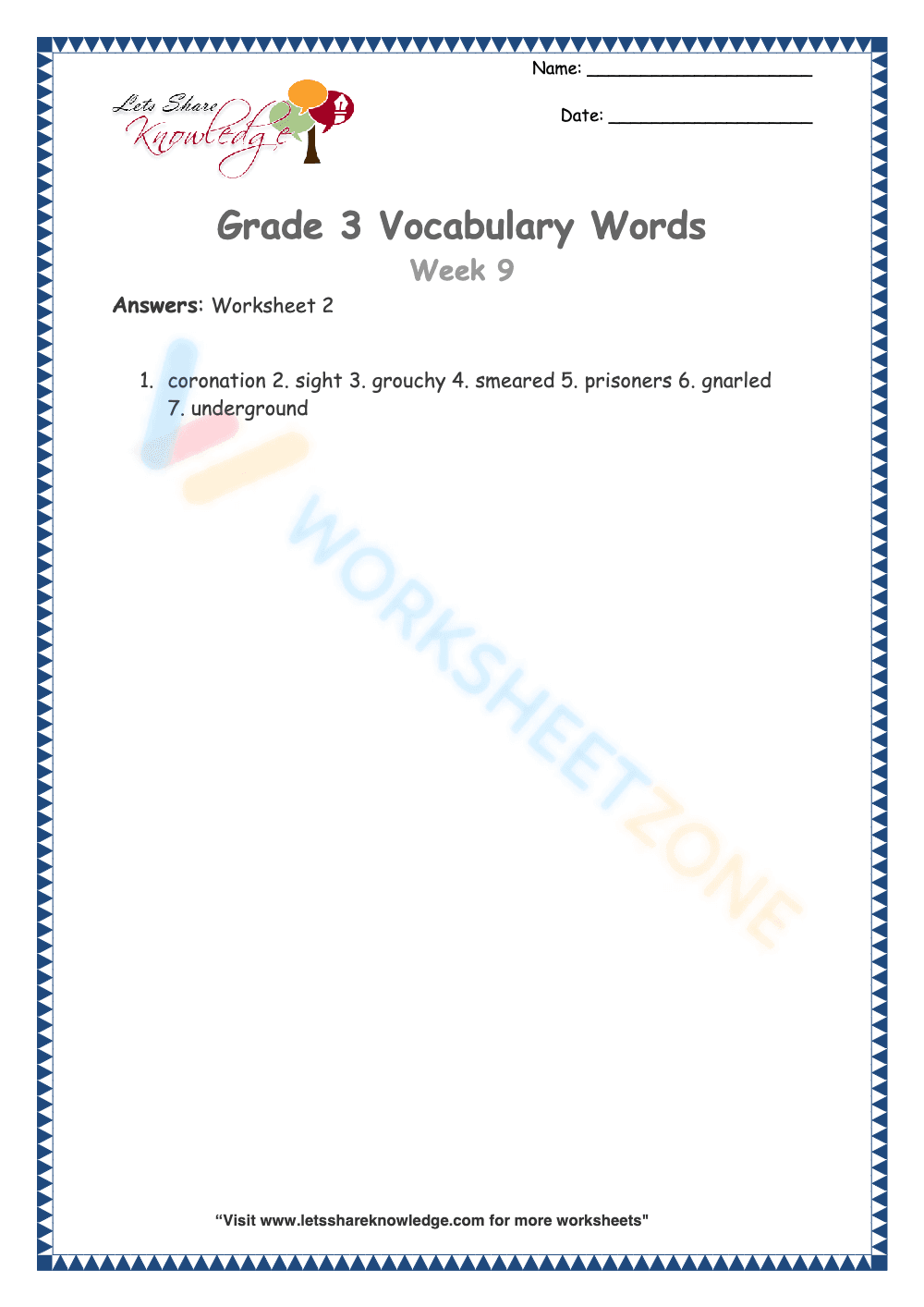 Grade 3 Vocabulary Enhancer Worksheet 2 - Page 2