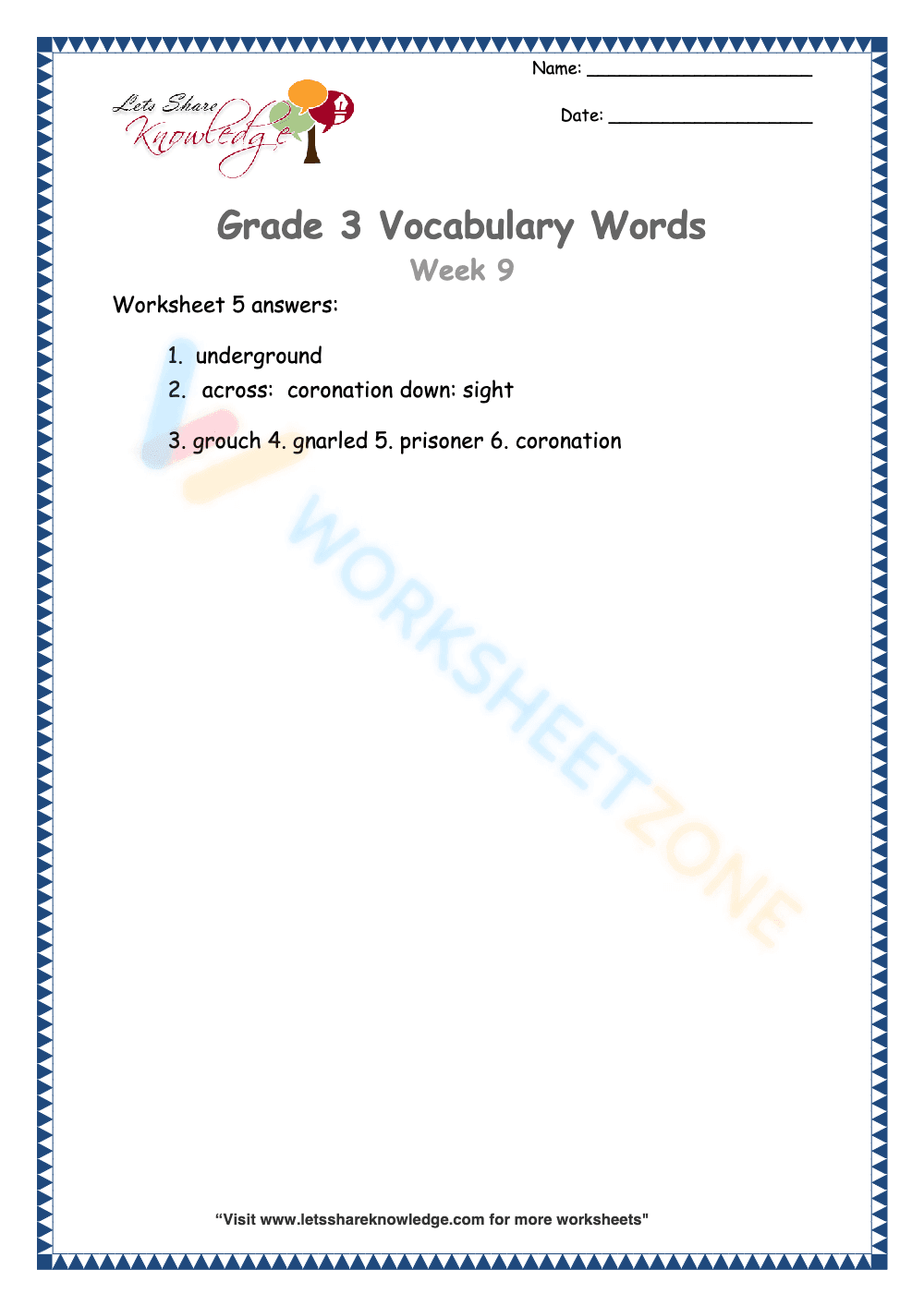 Grade 3 Vocabulary Booster Worksheet 5 - Page 2